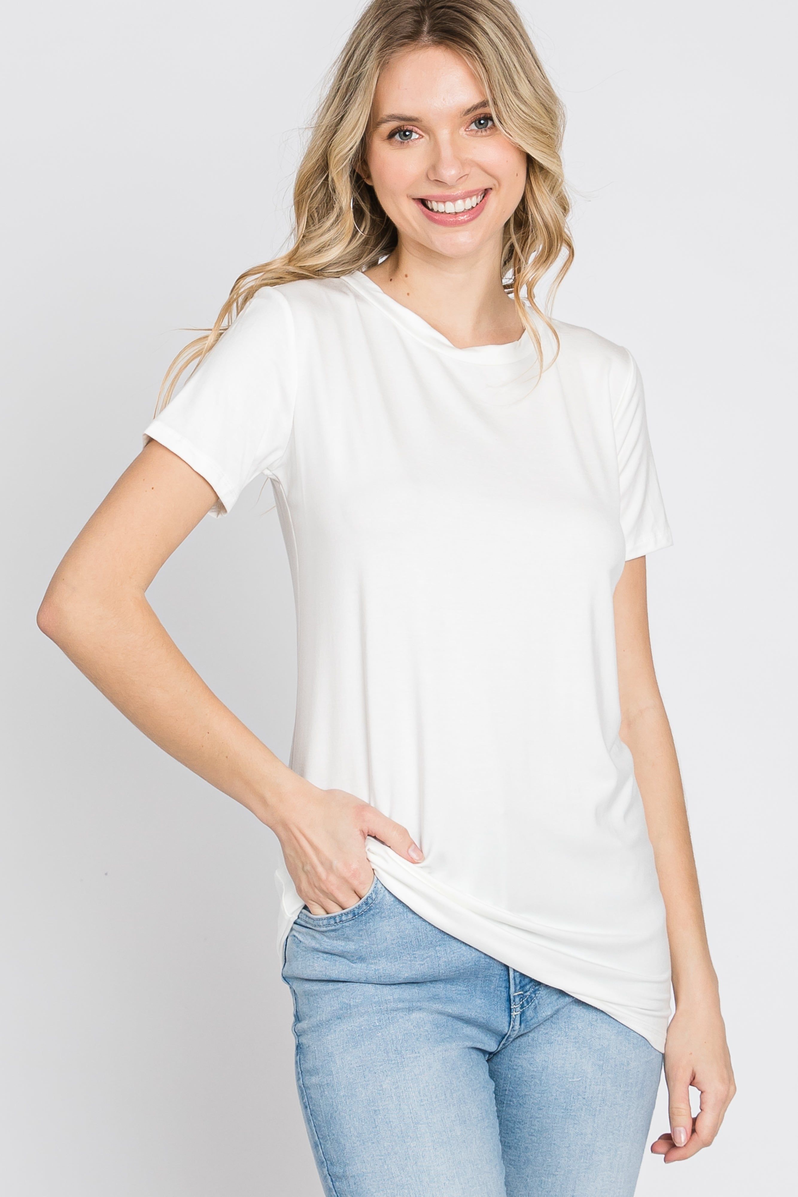 White Basic Short Sleeve Top sold by Pinkblush product image thumbnail 9