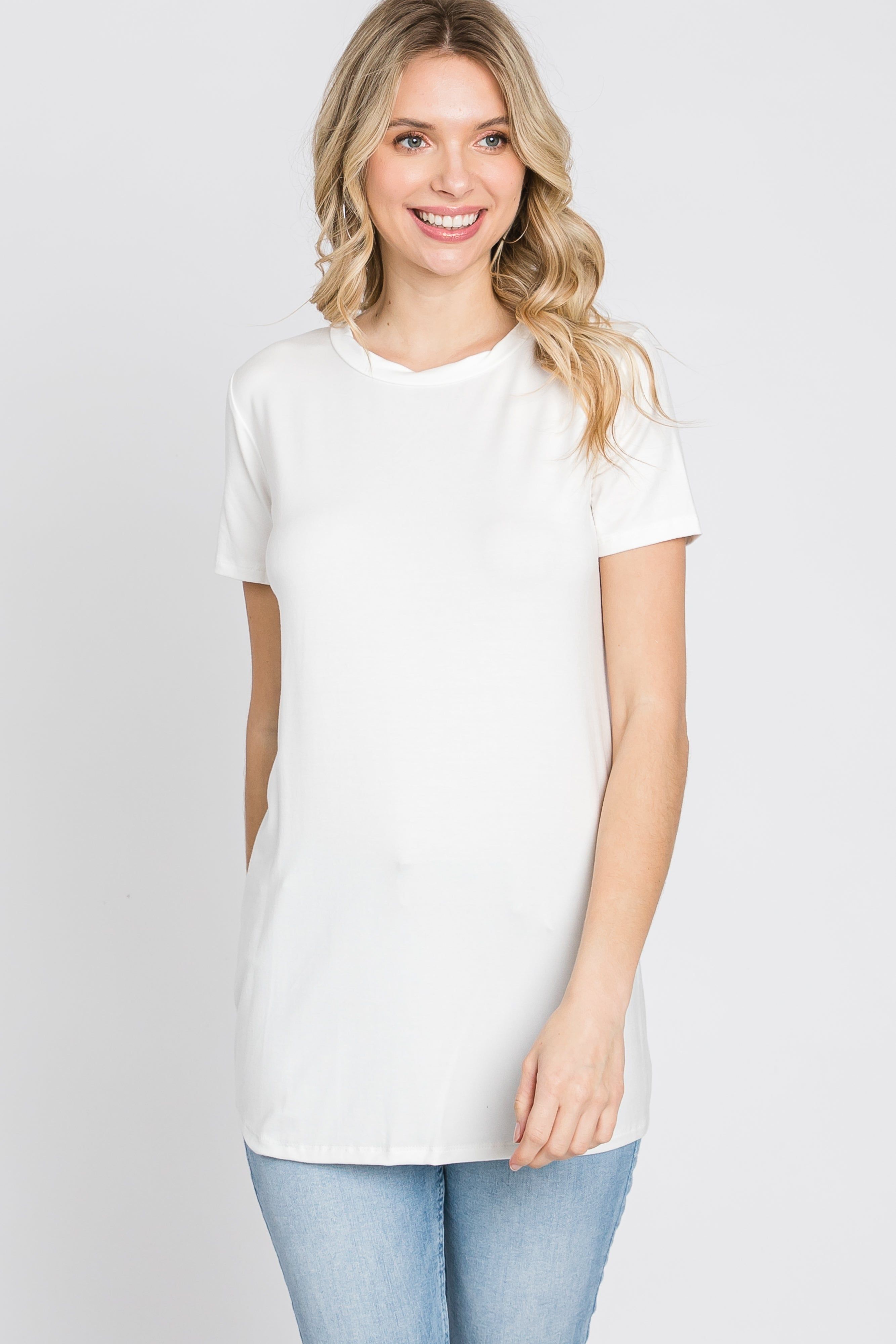 White Basic Short Sleeve Top sold by Pinkblush product image thumbnail 3