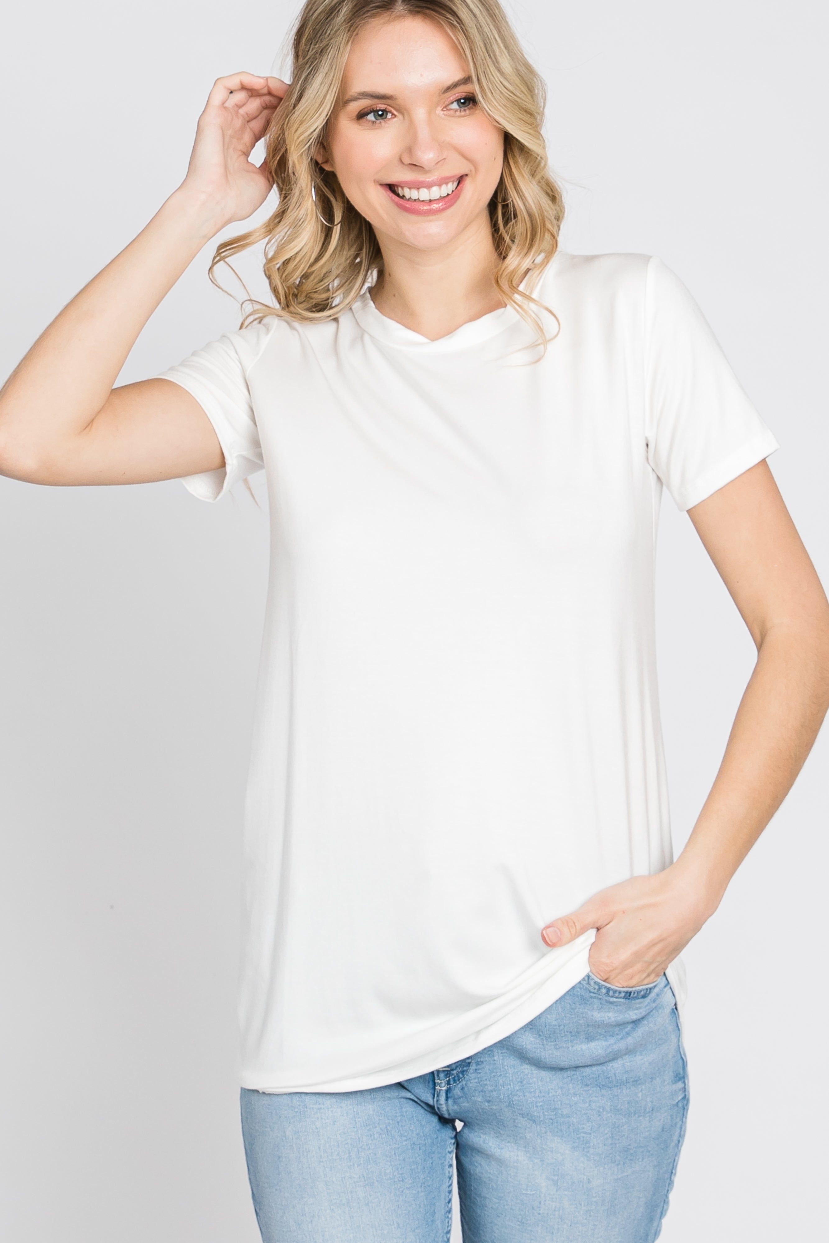 White Basic Short Sleeve Top sold by Pinkblush product image thumbnail 10