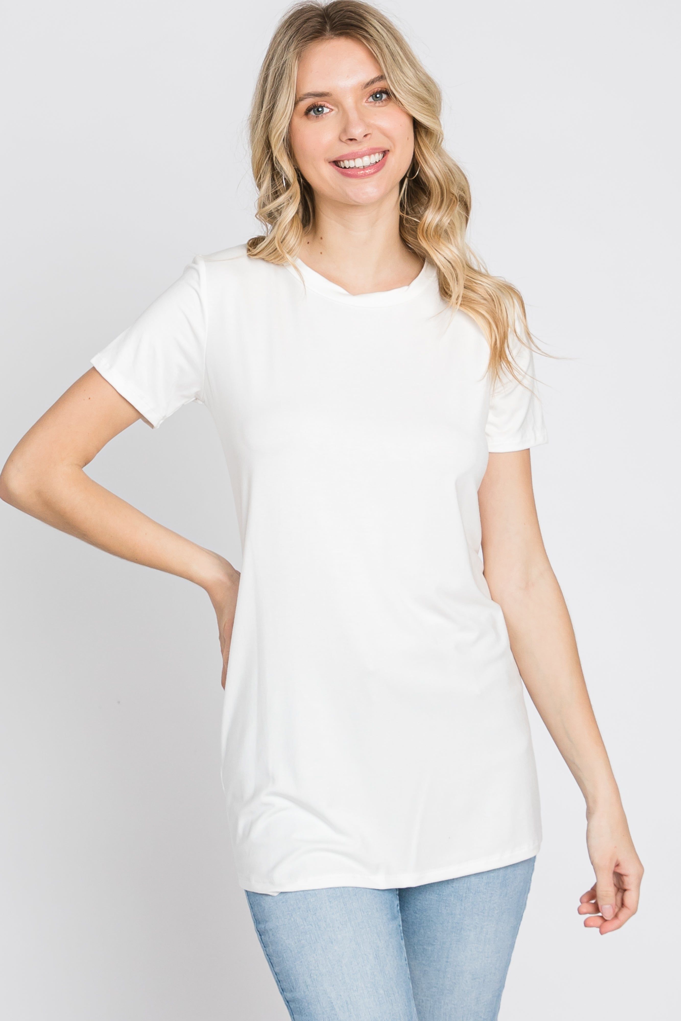 White Basic Short Sleeve Top sold by Pinkblush product image thumbnail 4