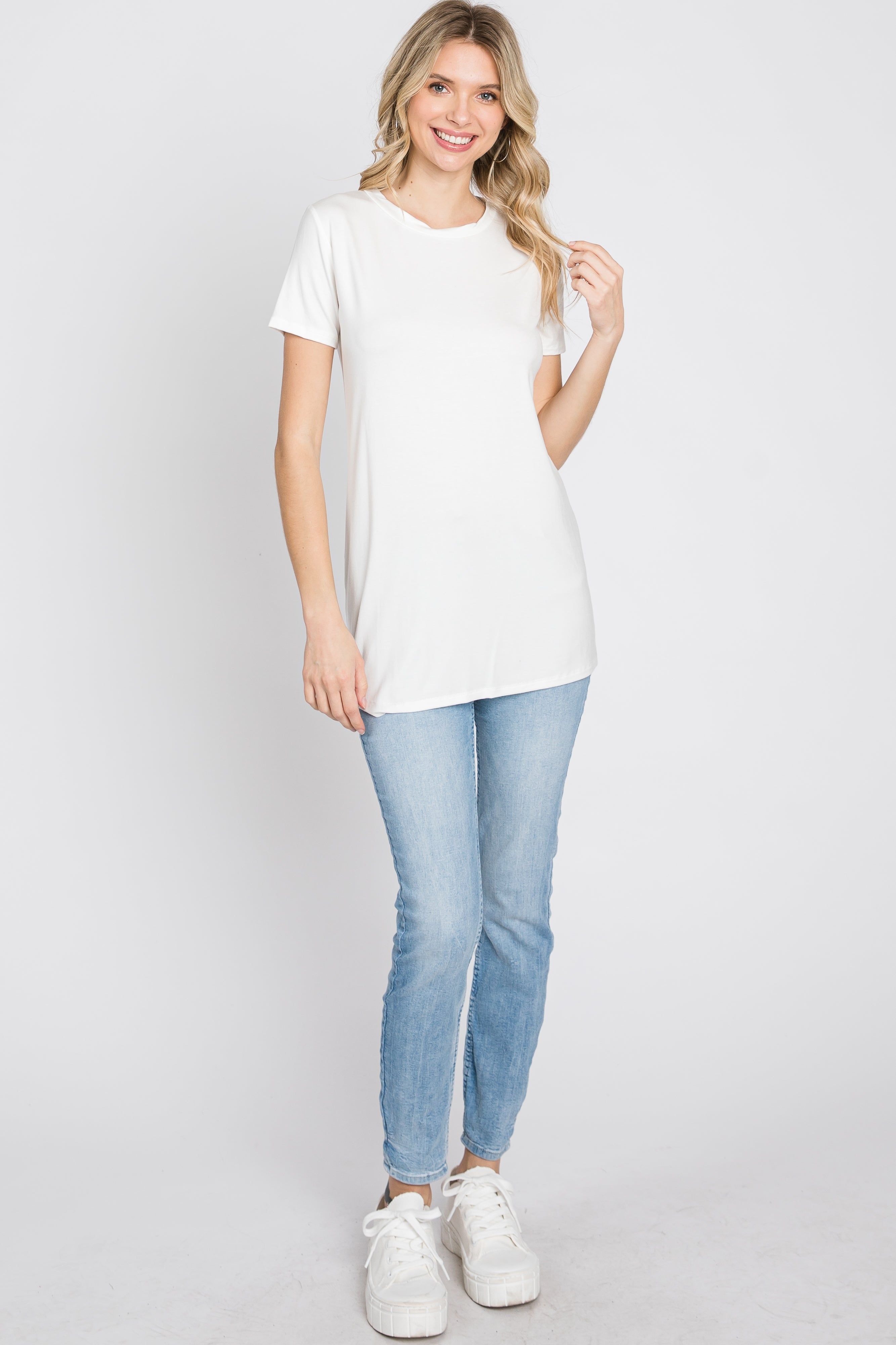 White Basic Short Sleeve Top sold by Pinkblush product image thumbnail 2