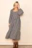Black Gingham Long Sleeve Midi Dress sold by Pinkblush