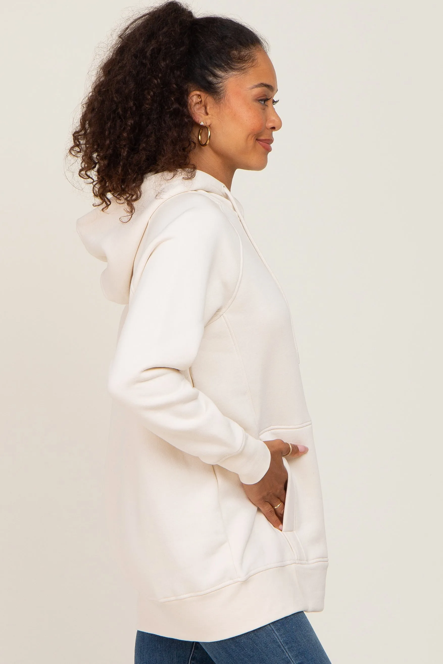Ivory Fleece Front Pocket Hoodie sold by Pinkblush product image thumbnail 2