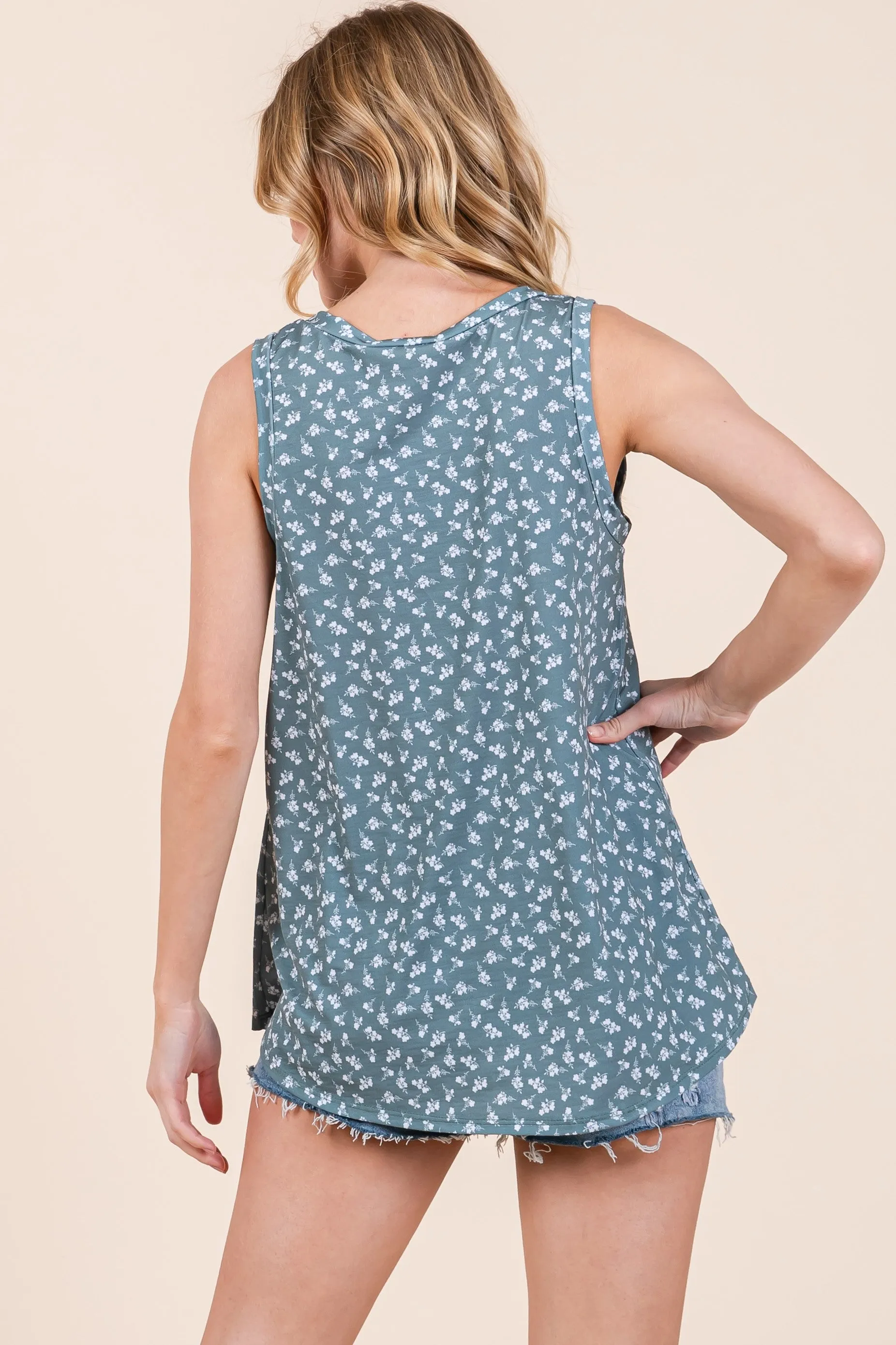 Olive Floral Basic Sleeveless Top sold by Pinkblush product image thumbnail 4