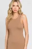 Mocha Ribbed Cutout Shoulder Side Slit Midi Dress sold by Pinkblush