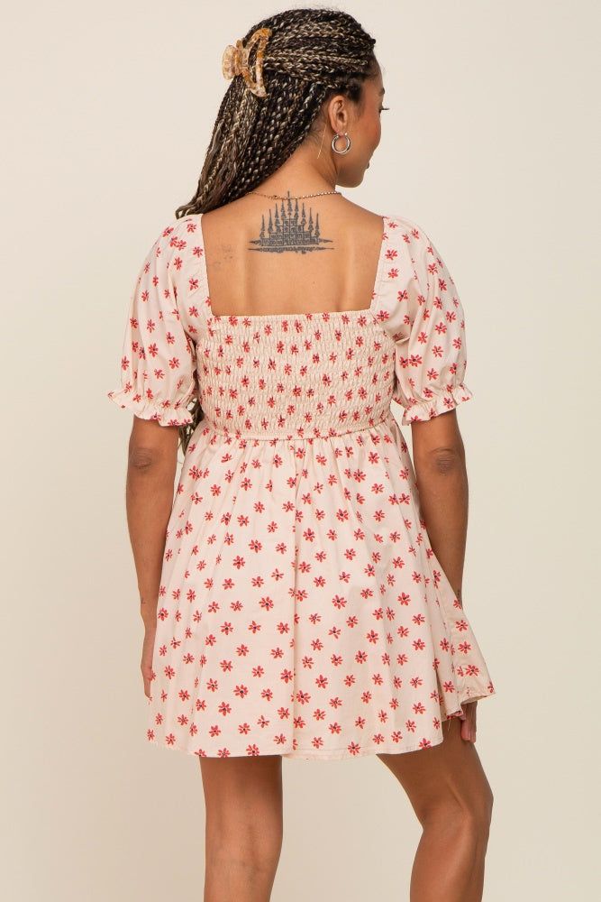 Beige Floral Puff Sleeve Romper sold by Pinkblush product image thumbnail 3