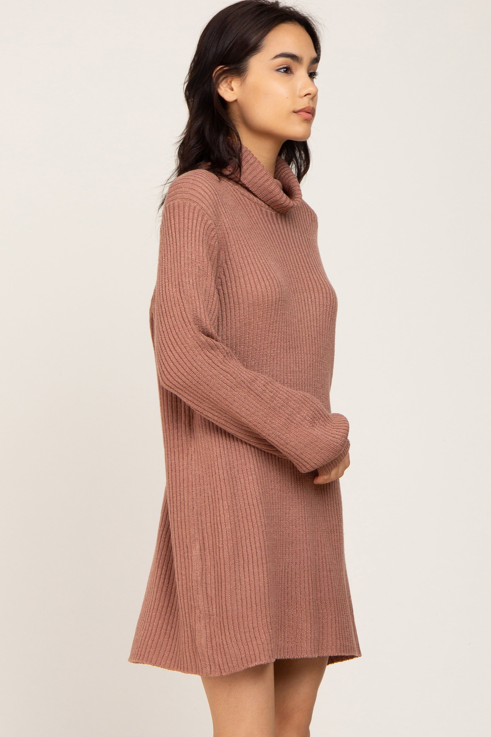 Mocha Turtleneck Sweater Dress sold by Pinkblush product image thumbnail 2