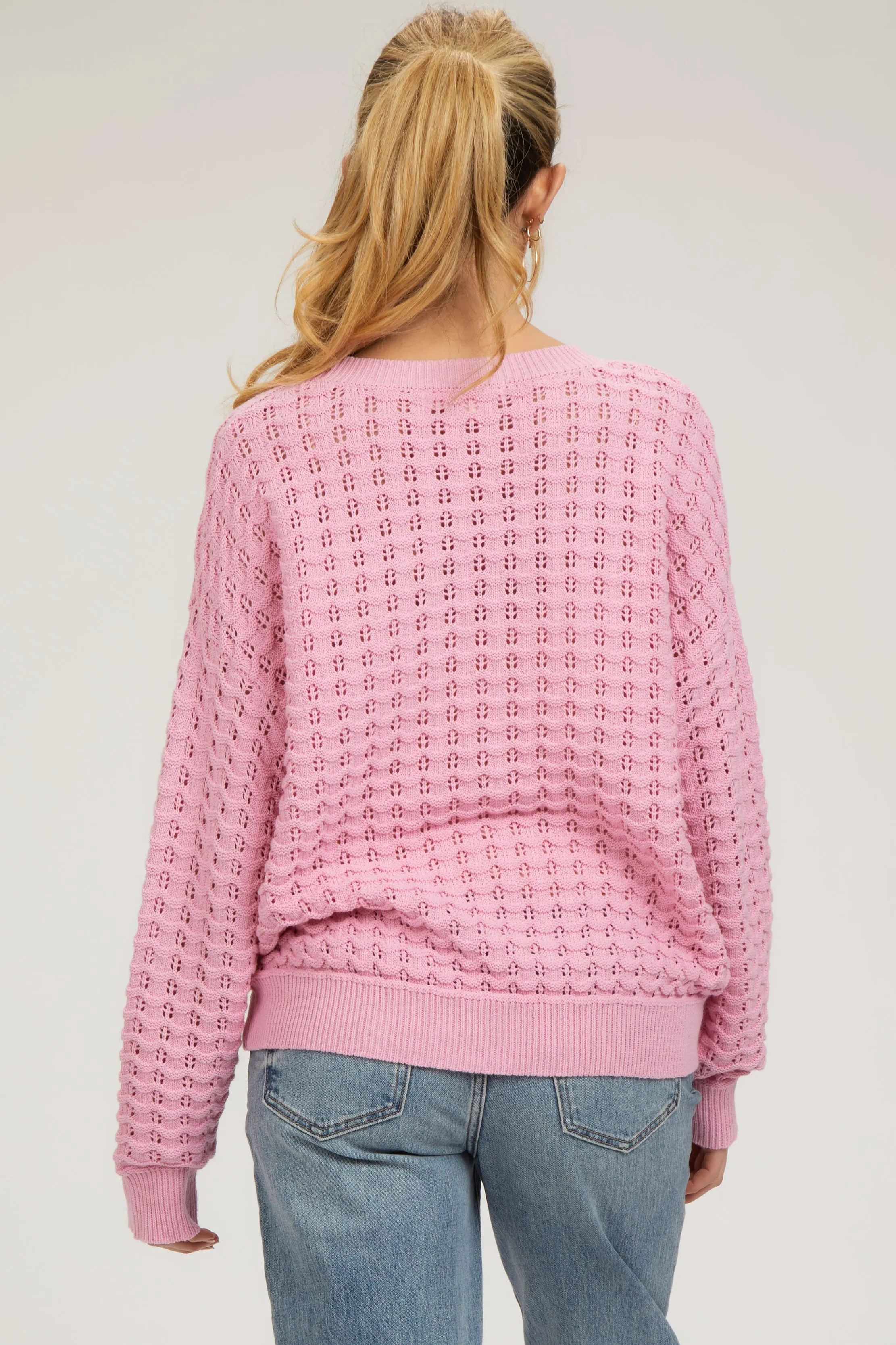 Pink Open Knit Maternity Long Sleeve Top sold by Pinkblush product image thumbnail 3