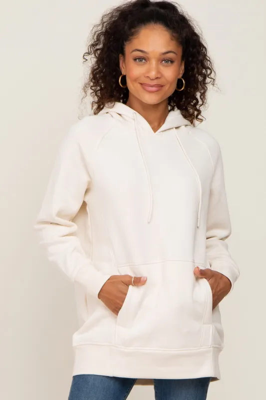Ivory Fleece Front Pocket Hoodie sold by Pinkblush