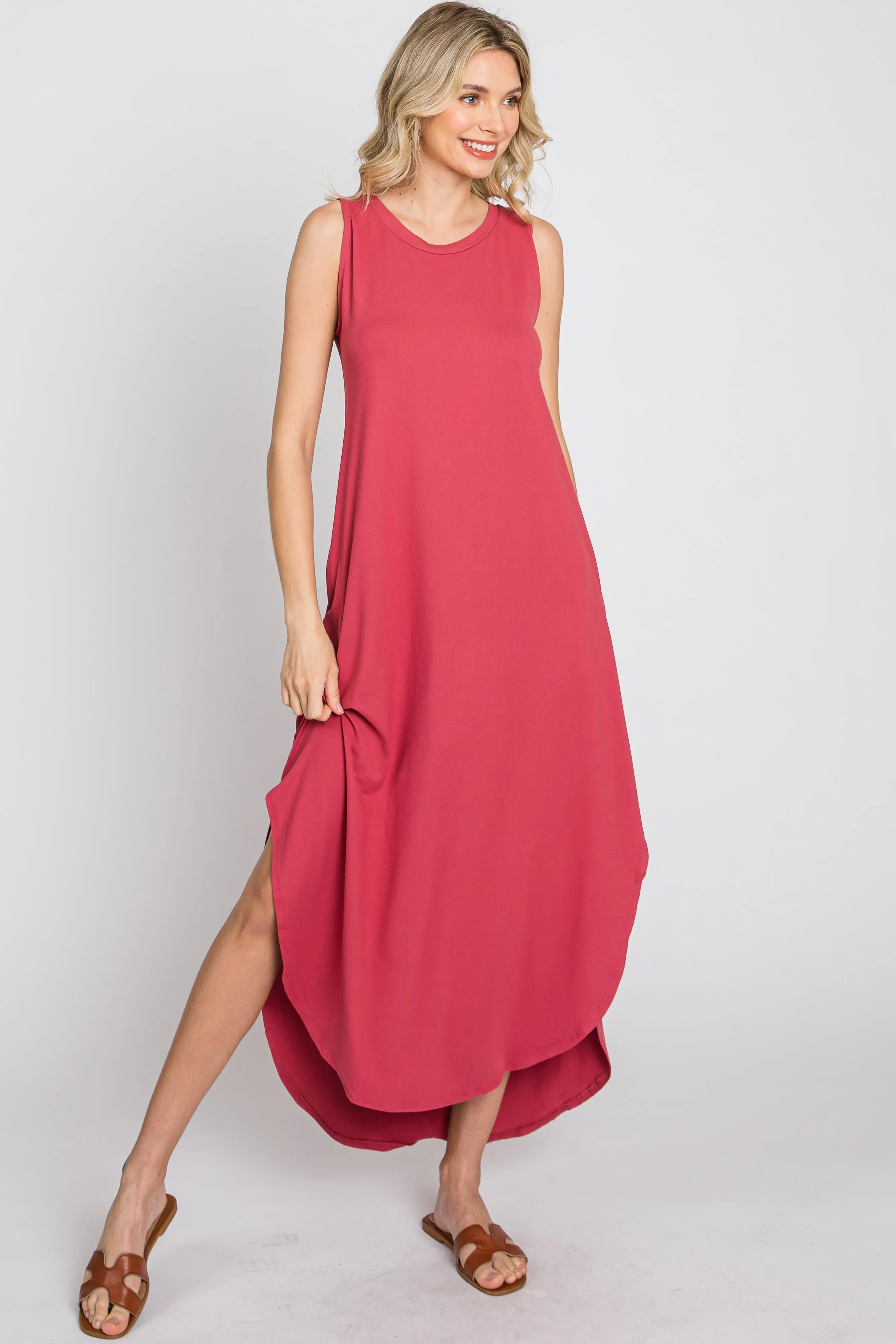 Salmon Sleeveless Round Hem Maxi Dress sold by Pinkblush product image thumbnail 3
