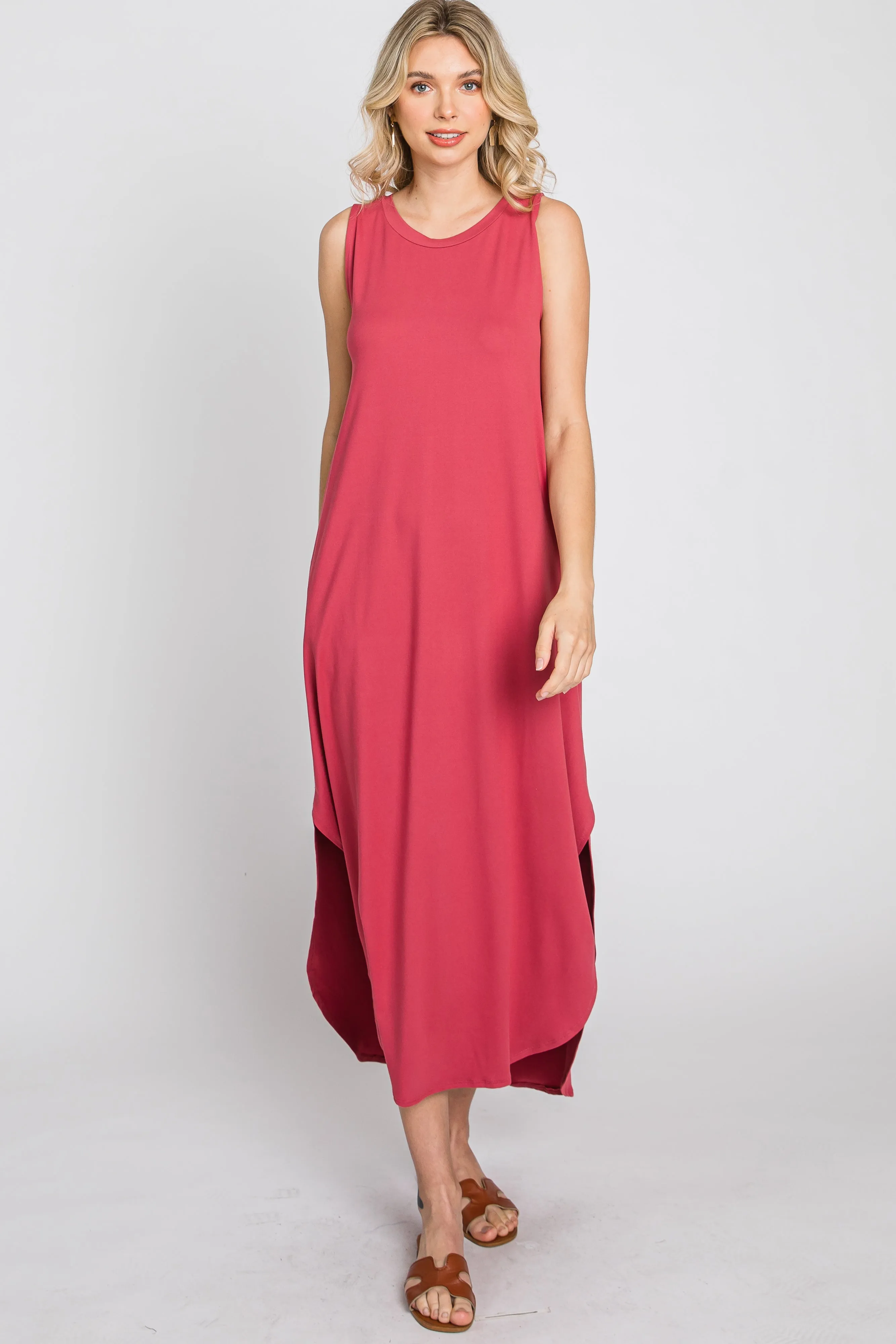 Salmon Sleeveless Round Hem Maxi Dress sold by Pinkblush product image thumbnail 4