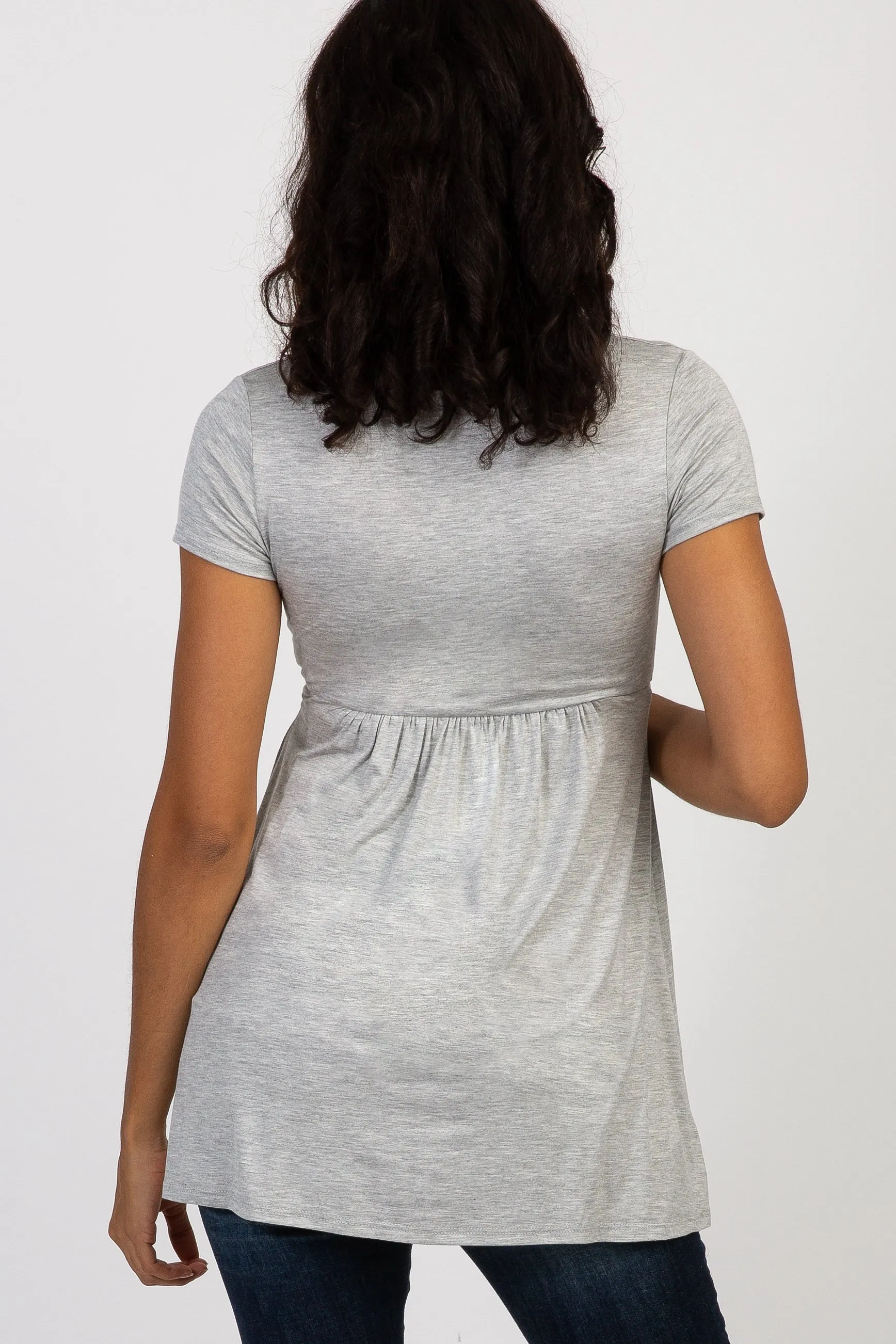PinkBlush Grey Draped Front Maternity/Nursing Top sold by Pinkblush product image thumbnail 3