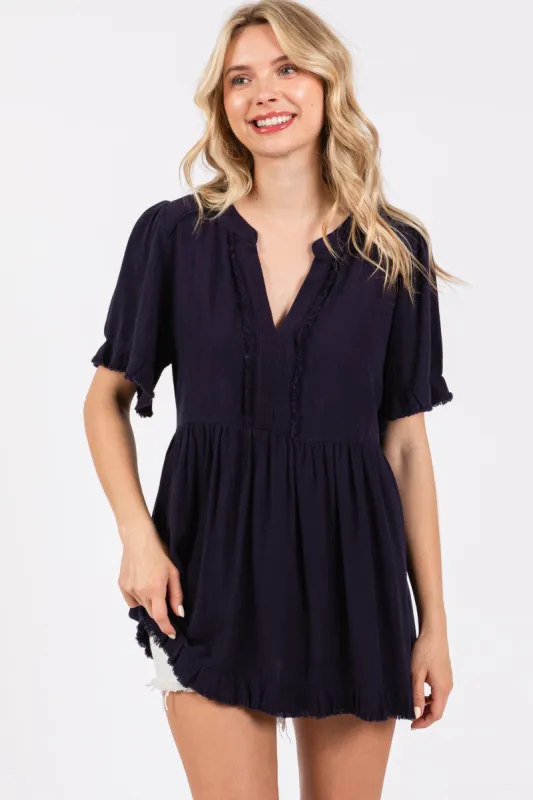 Navy Blue Short Top sold by Pinkblush