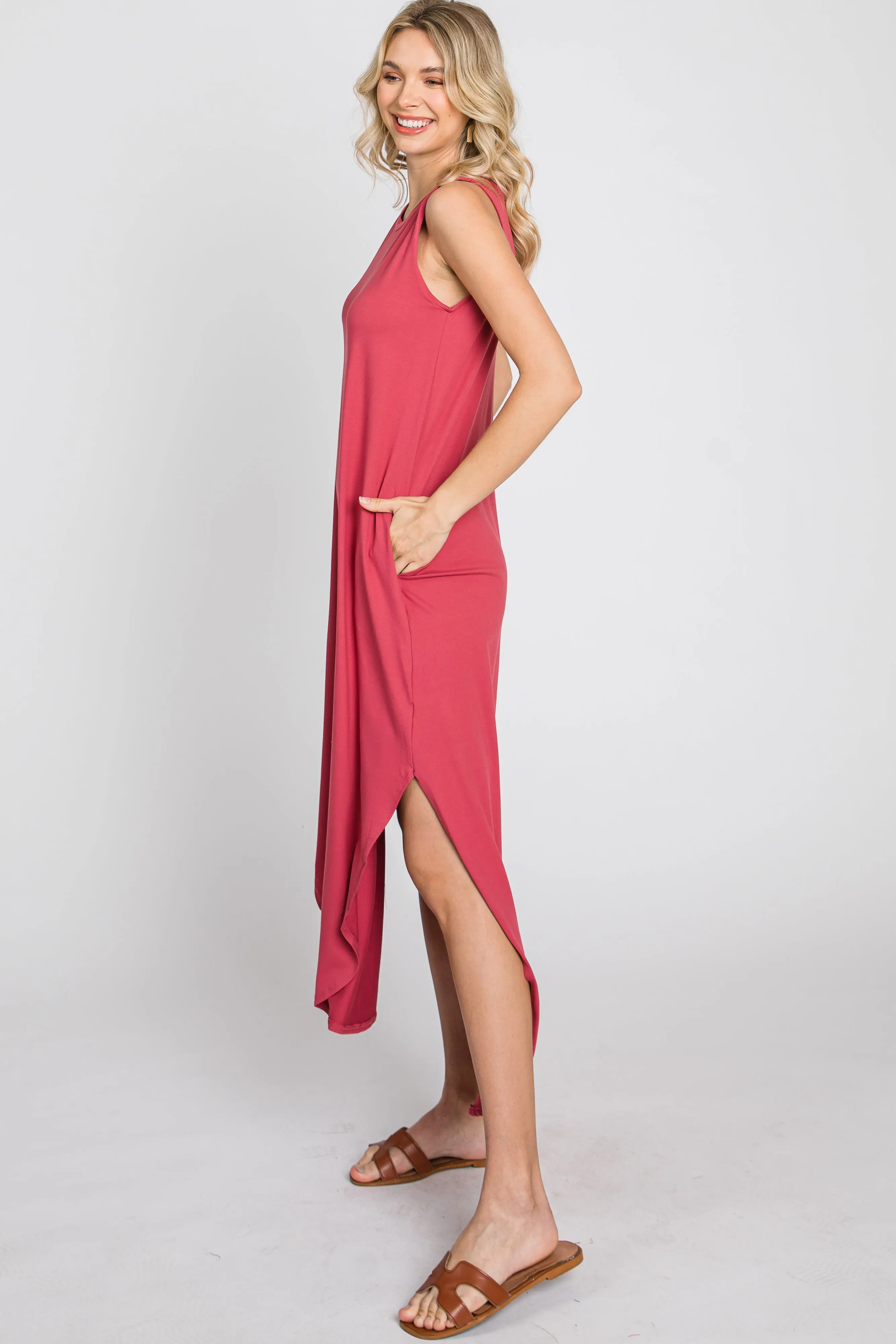 Salmon Sleeveless Round Hem Maxi Dress sold by Pinkblush product image thumbnail 5