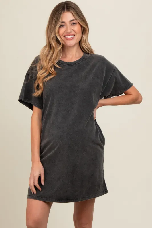 Black Short Sleeve Side Pocket Maternity Dress sold by Pinkblush