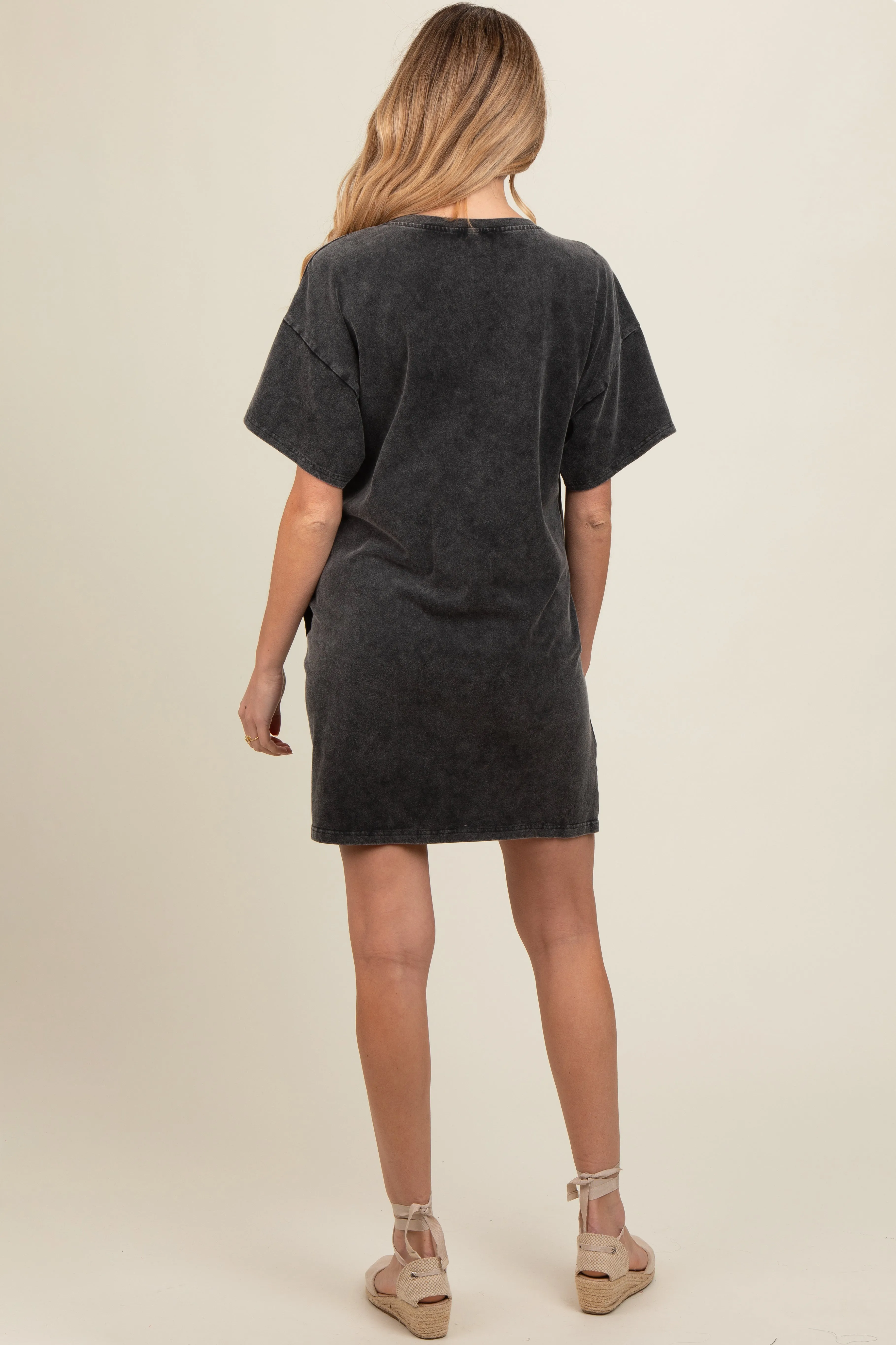 Black Short Sleeve Side Pocket Maternity Dress sold by Pinkblush product image thumbnail 3