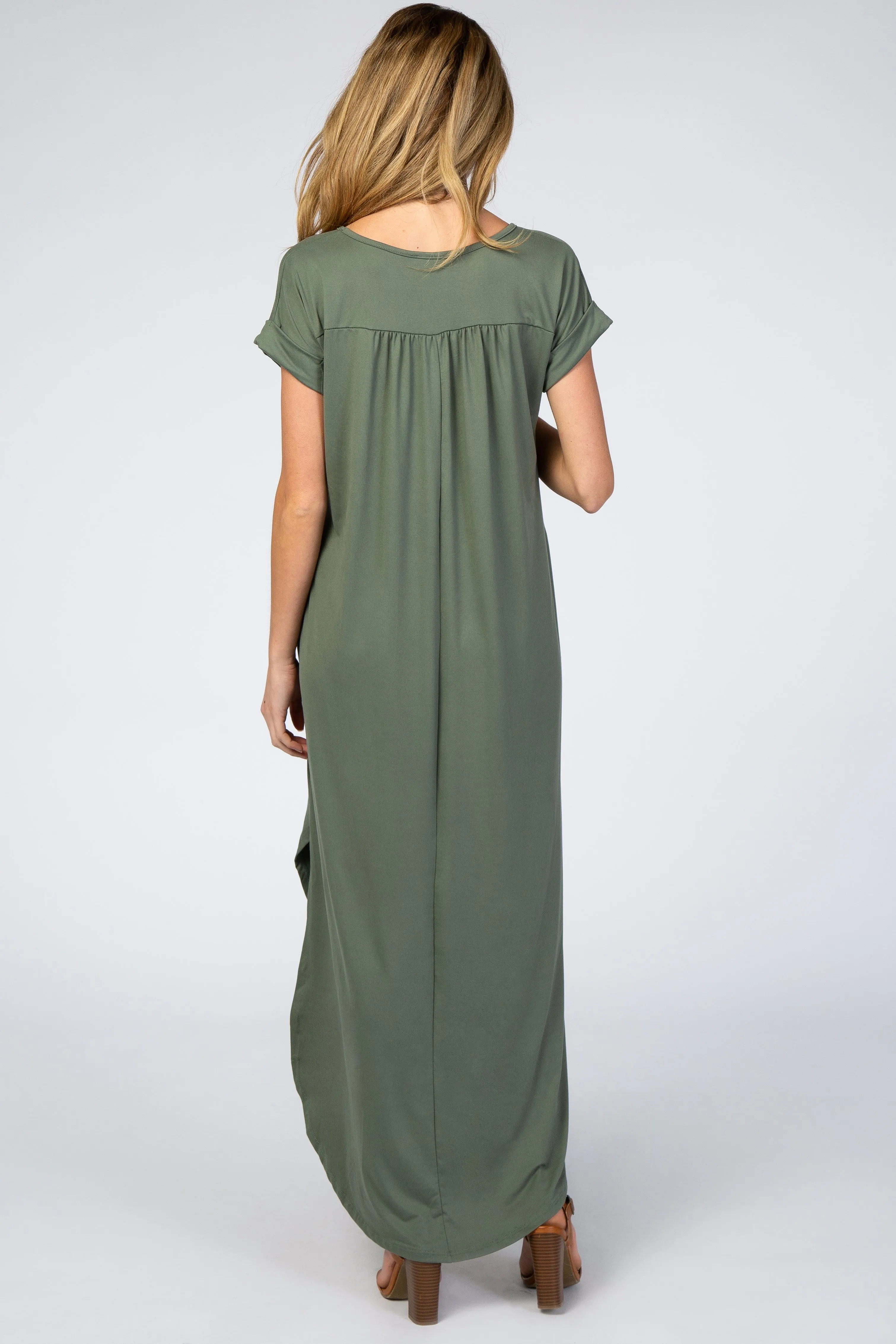 Olive Side Slit Maternity Maxi Dress sold by Pinkblush product image thumbnail 3