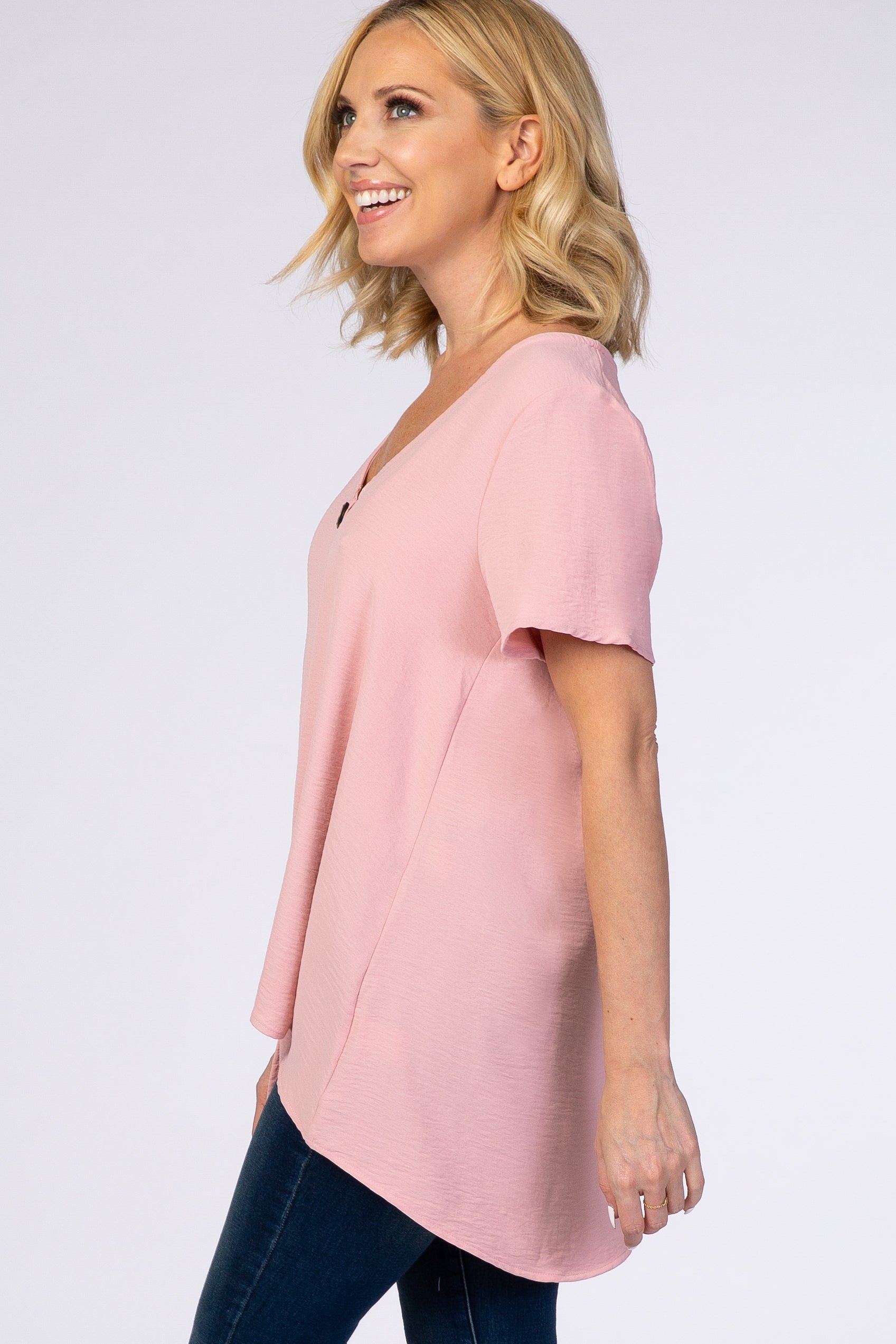 Light Pink Button Tie Front Top sold by Pinkblush product image thumbnail 2