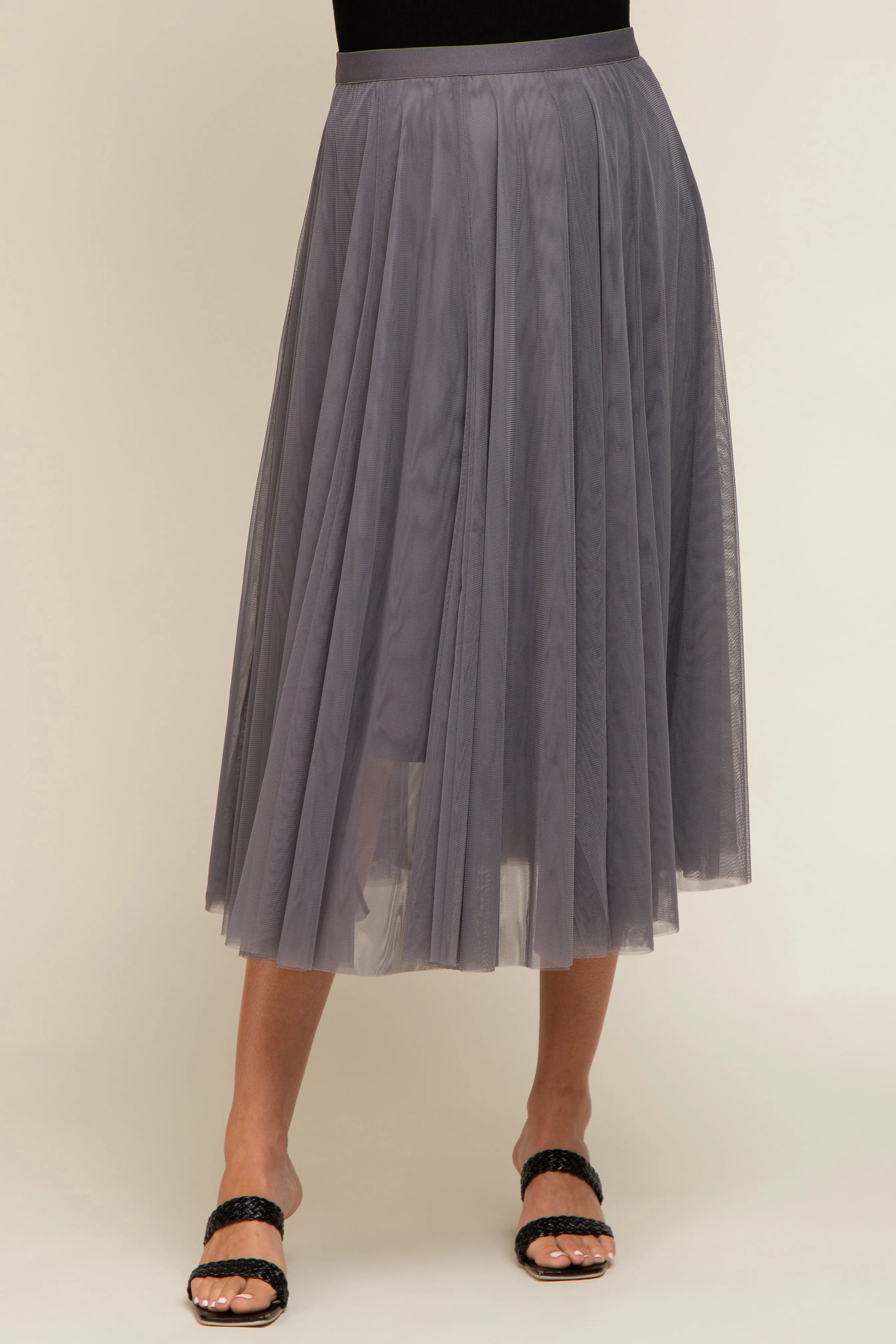 Charcoal Tulle Maternity Midi Skirt sold by Pinkblush product image thumbnail 2