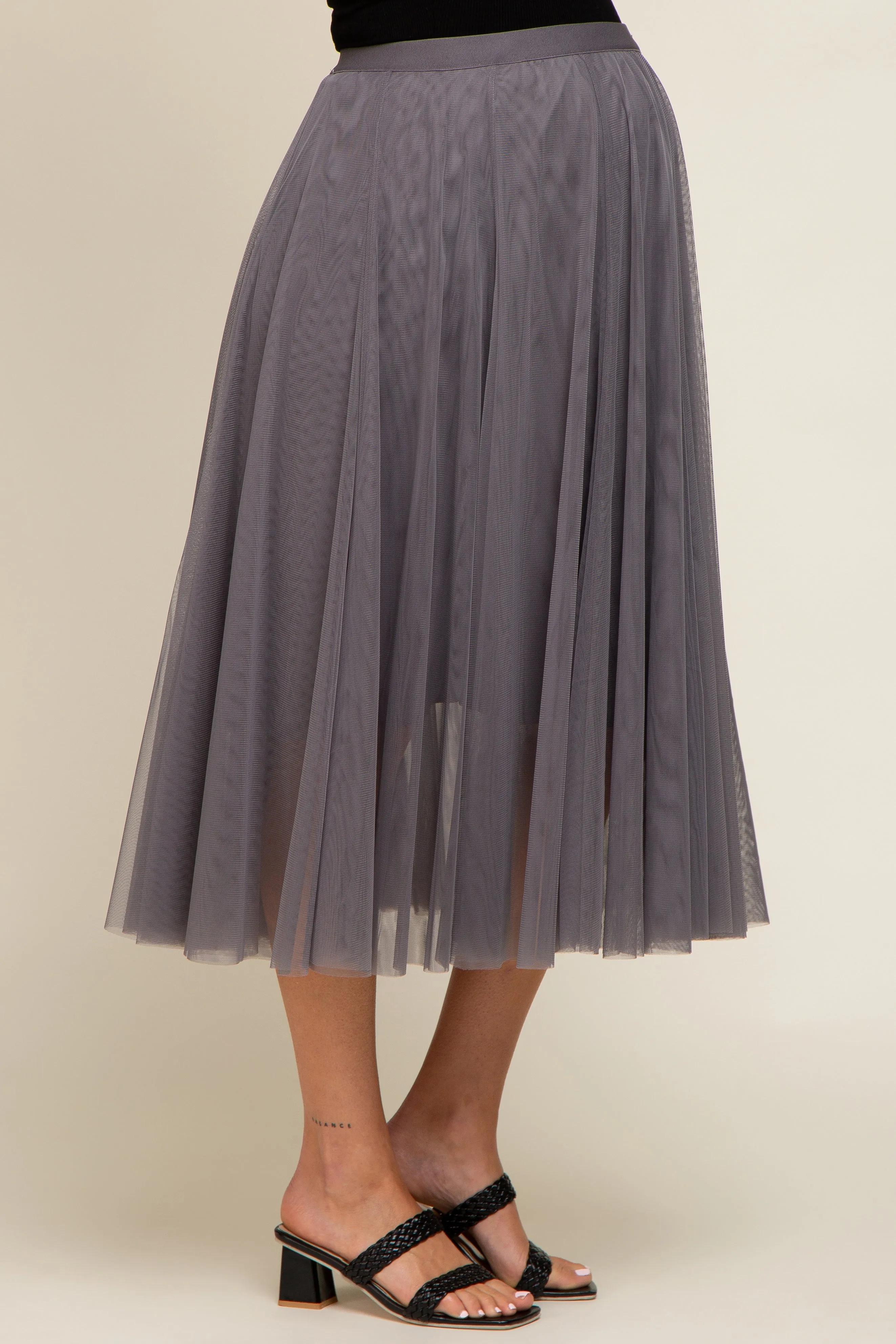 Charcoal Tulle Maternity Midi Skirt sold by Pinkblush product image thumbnail 3