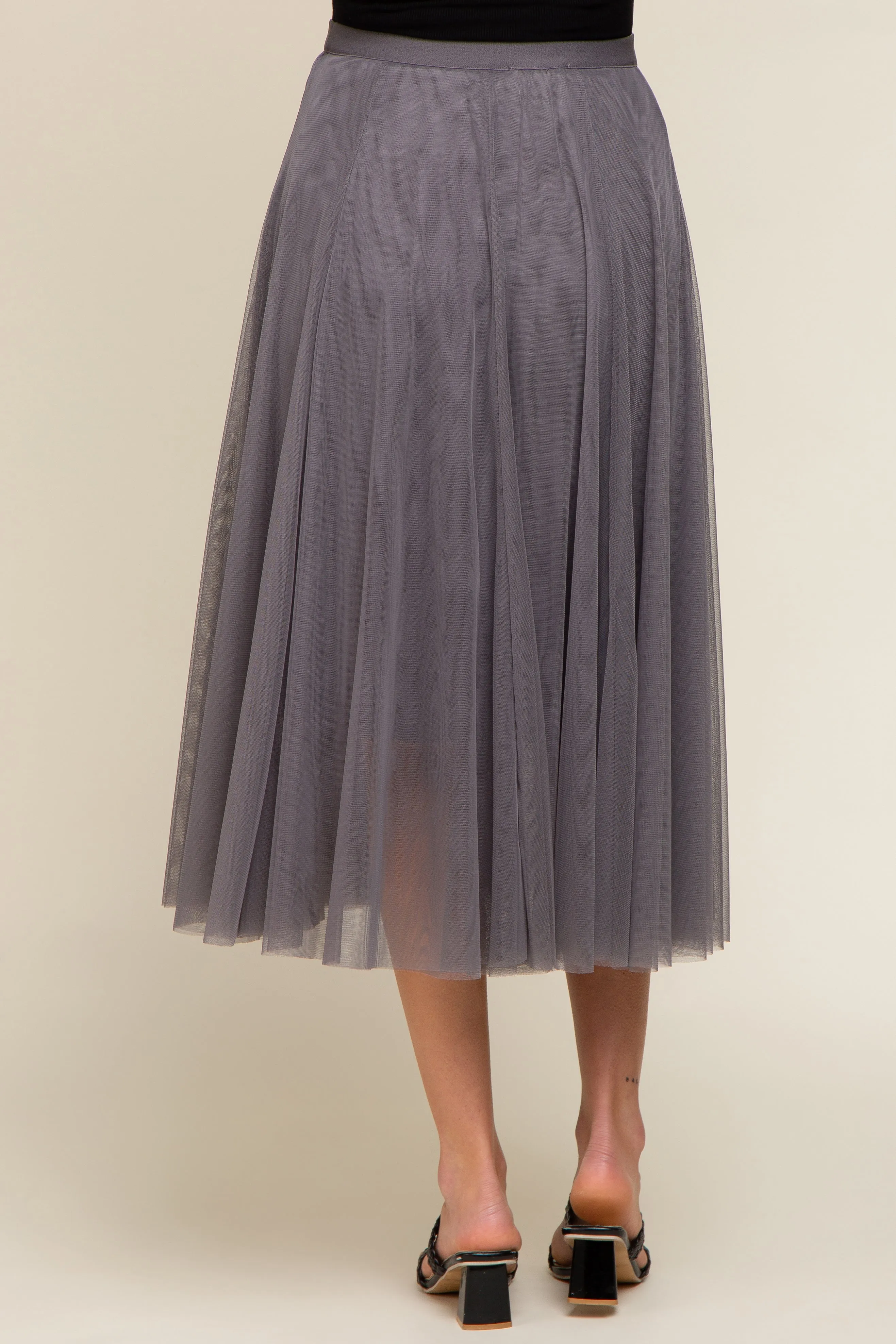 Charcoal Tulle Maternity Midi Skirt sold by Pinkblush product image thumbnail 4