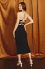 Black Rib Knit Cutout Criss Cross Back Maxi Dress sold by Pinkblush