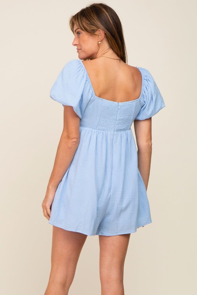 Light Blue Puff Sleeve Romper sold by Pinkblush product image thumbnail 3