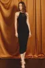 Black Rib Knit Cutout Criss Cross Back Maxi Dress sold by Pinkblush