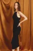 Black Rib Knit Cutout Criss Cross Back Maxi Dress sold by Pinkblush