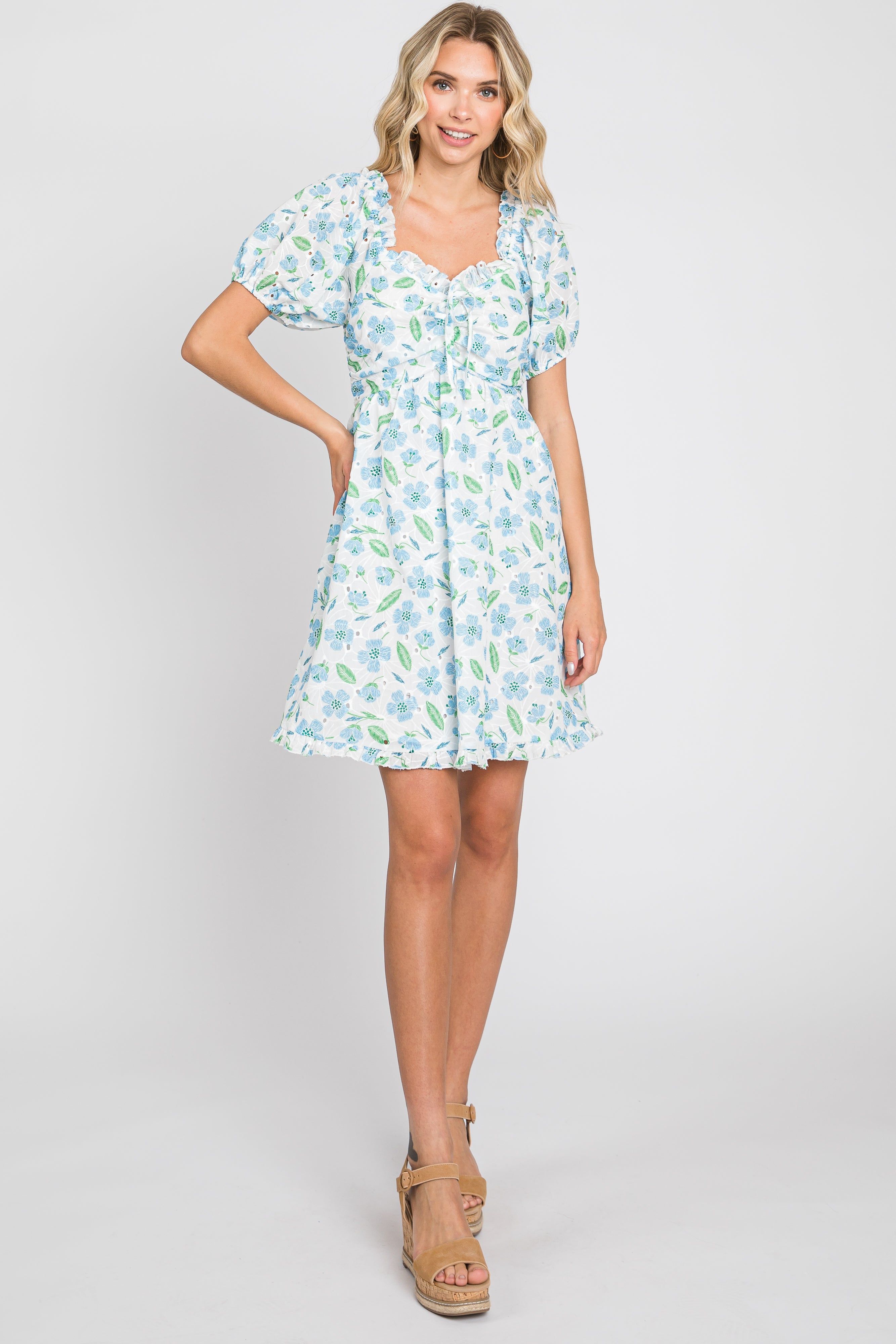 Blue Embroidered Eyelet Lace Dress sold by Pinkblush product image thumbnail 4