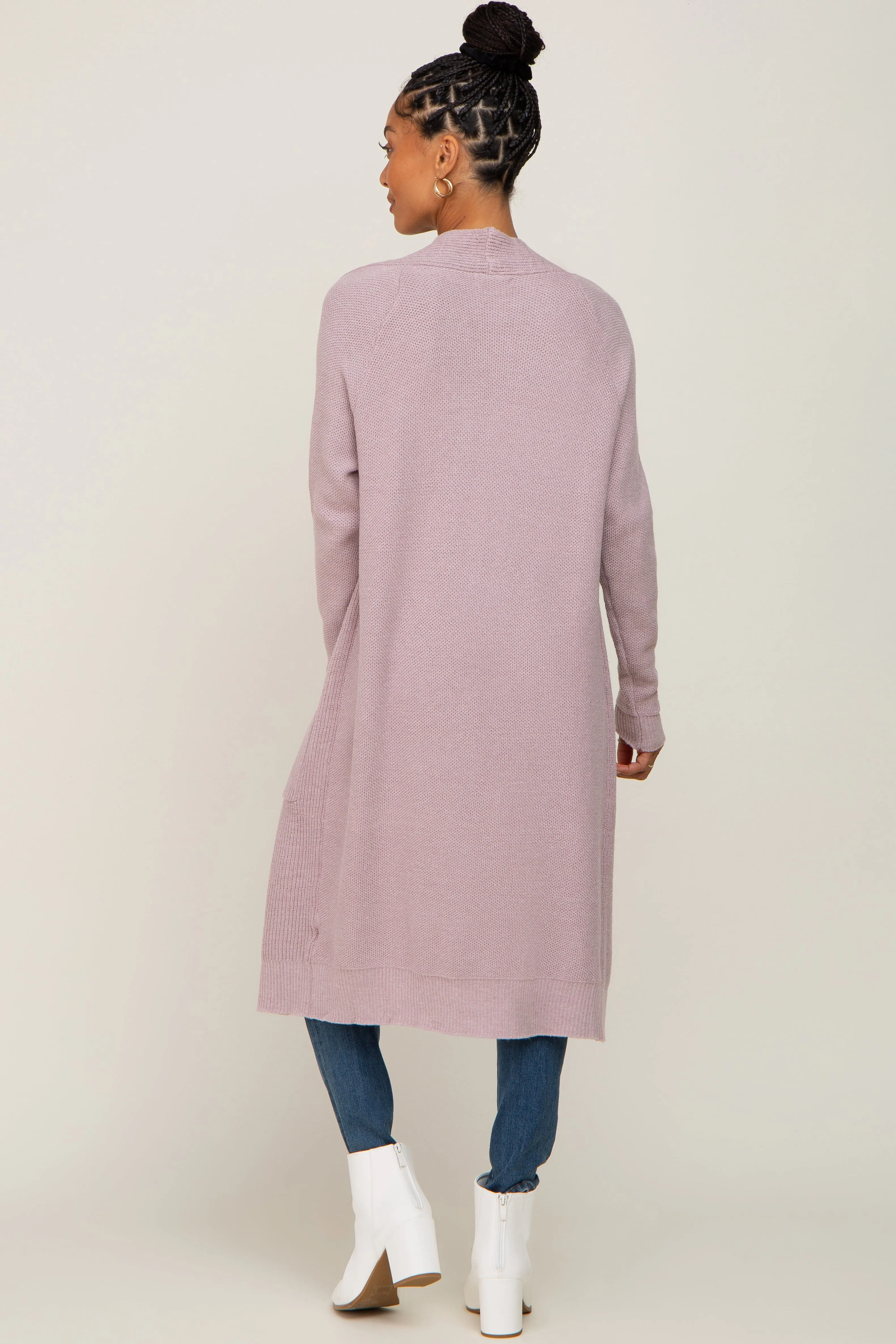 Mauve Open Front Long Cardigan sold by Pinkblush product image thumbnail 3