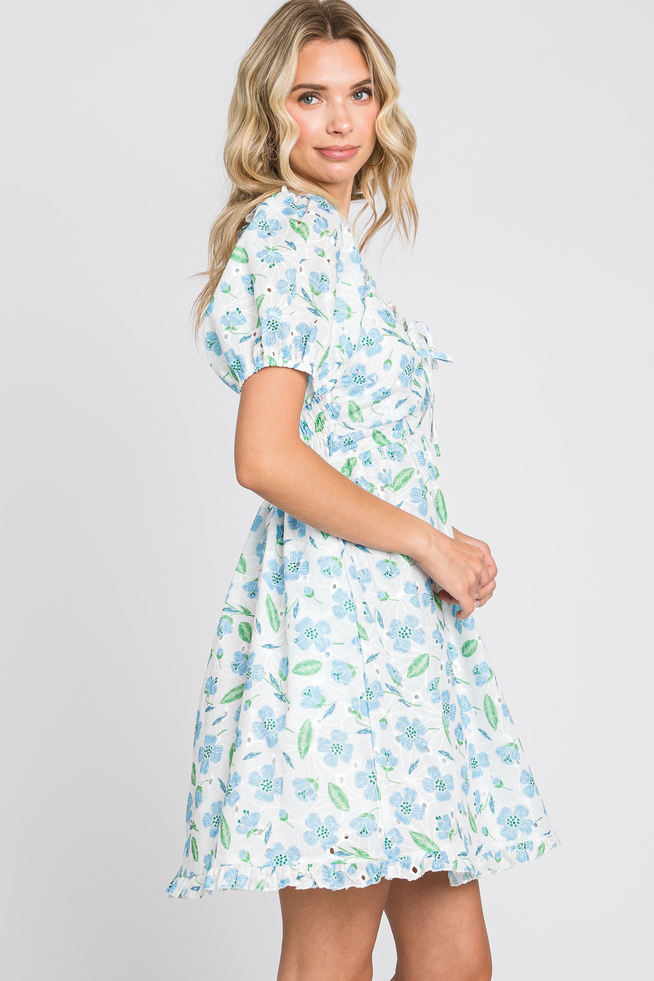 Blue Embroidered Eyelet Lace Dress sold by Pinkblush product image thumbnail 2