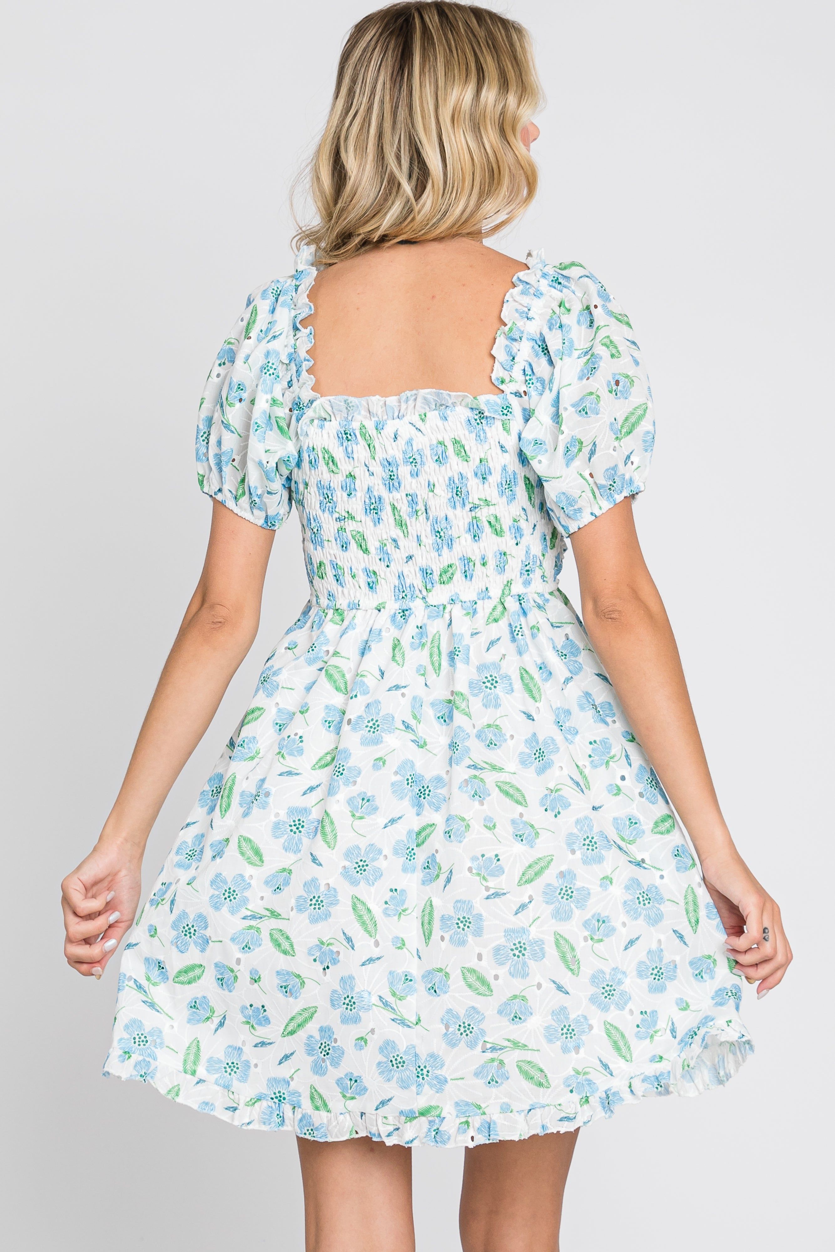 Blue Embroidered Eyelet Lace Dress sold by Pinkblush product image thumbnail 3