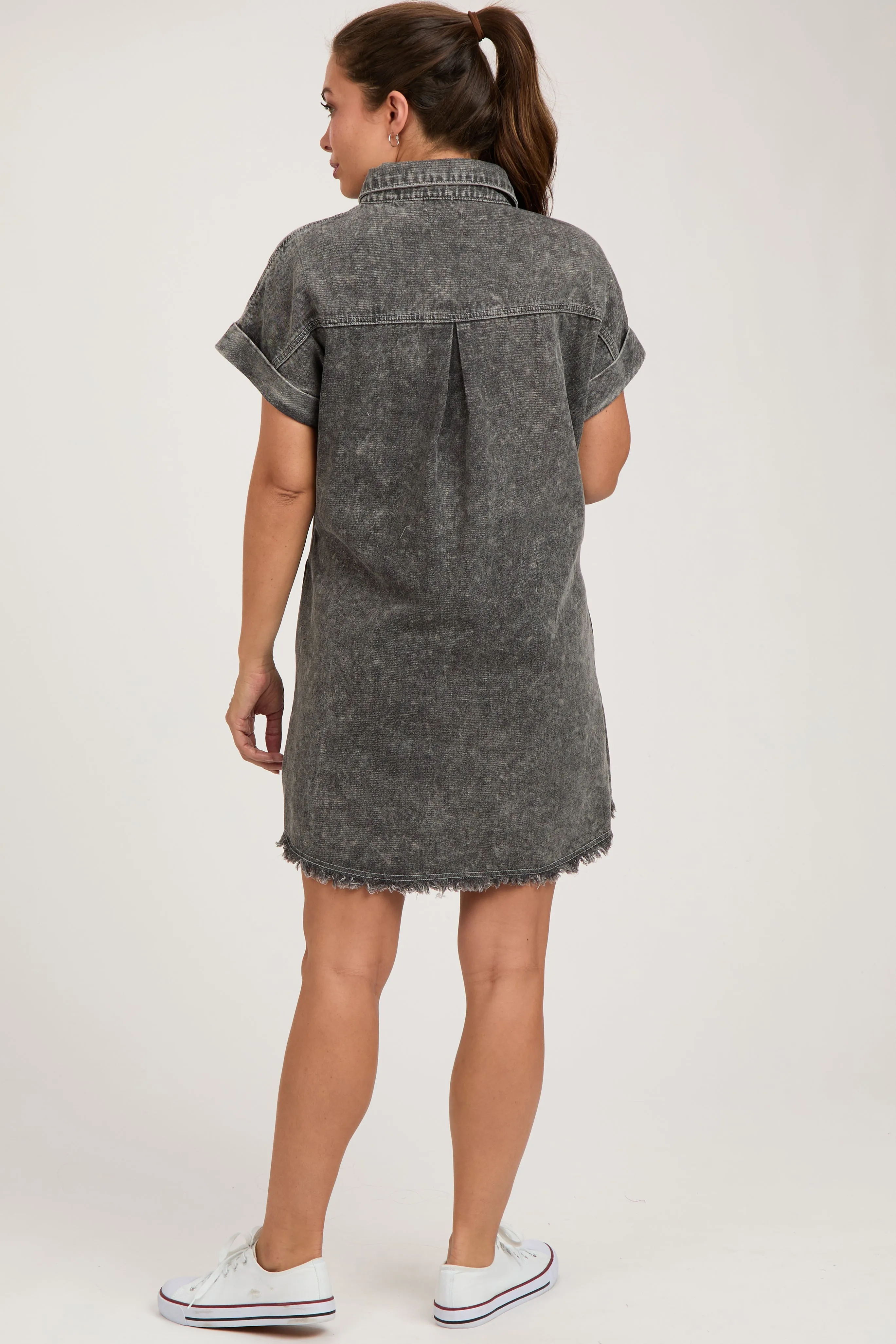 Black Denim Button Up Maternity Dress sold by Pinkblush product image thumbnail 5