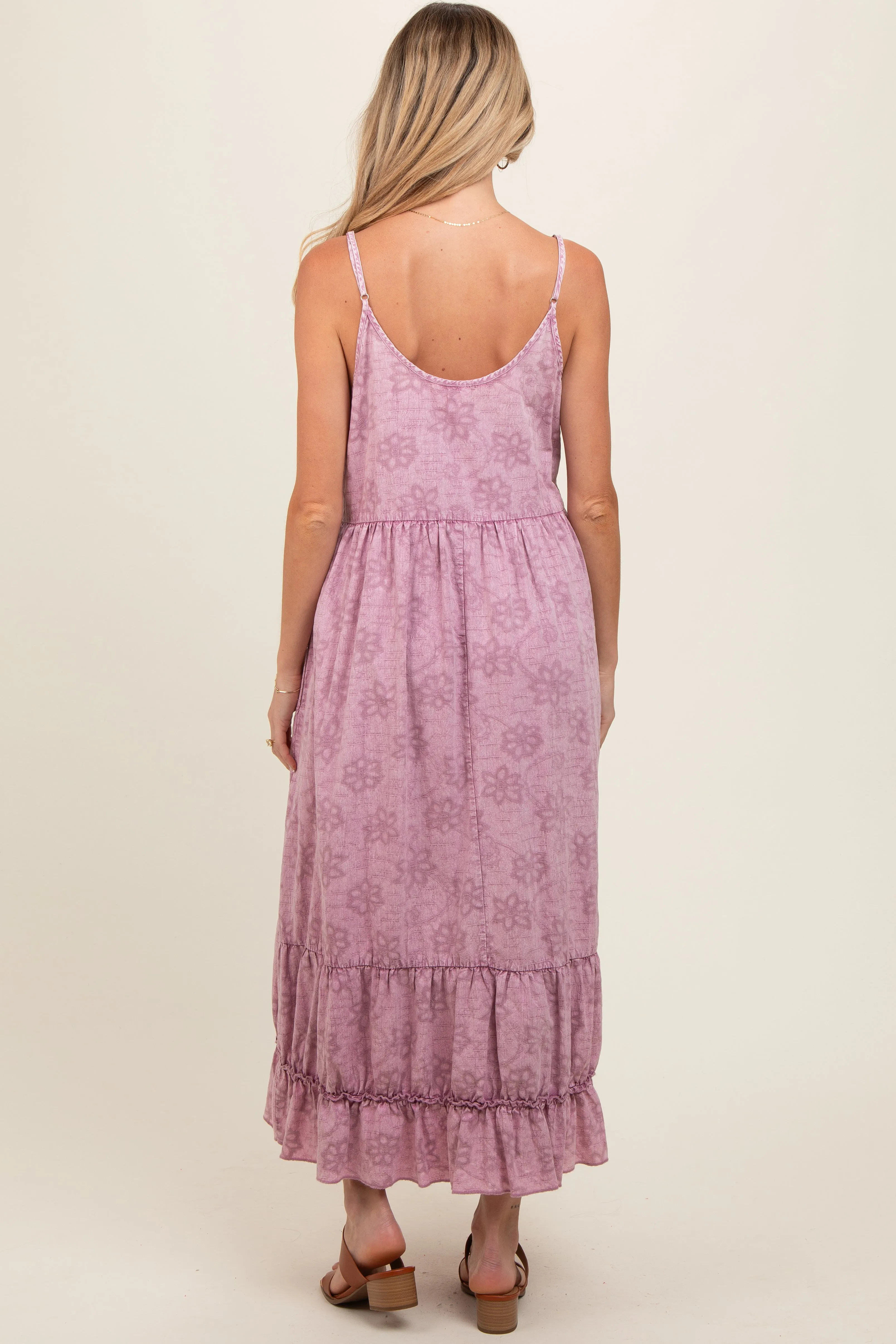 Mauve Embroidered Vintage Wash Maternity Midi Dress sold by Pinkblush product image thumbnail 2