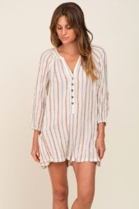 Ivory Striped Front Button Romper sold by Pinkblush