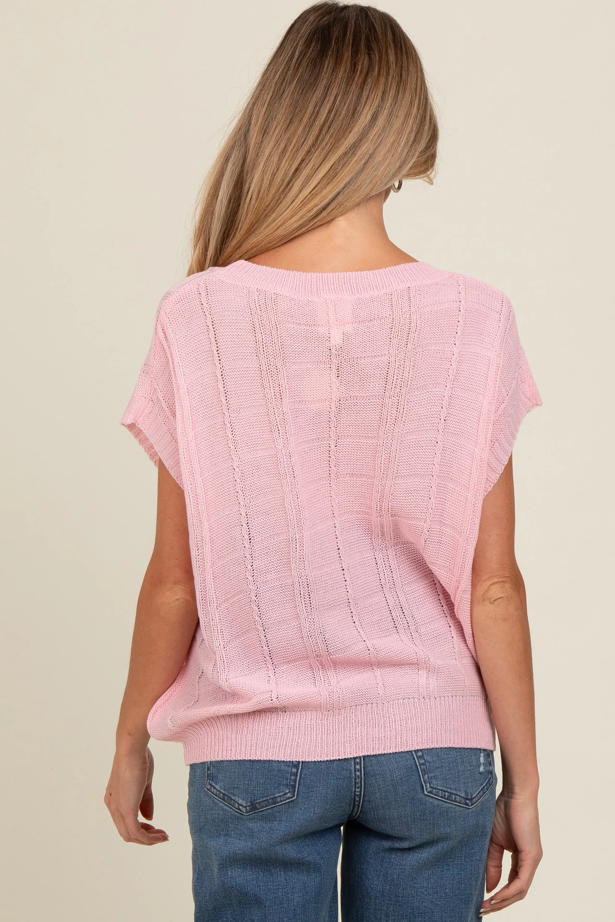 Pink Knit Short Sleeve Sweater Maternity Top sold by Pinkblush product image thumbnail 2