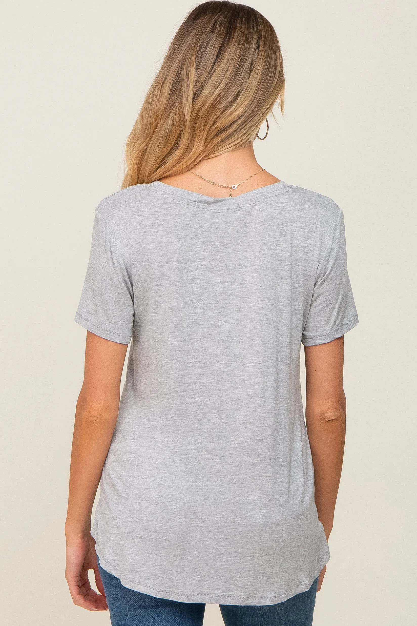 Grey V-Neck Maternity Tee sold by Pinkblush product image thumbnail 3