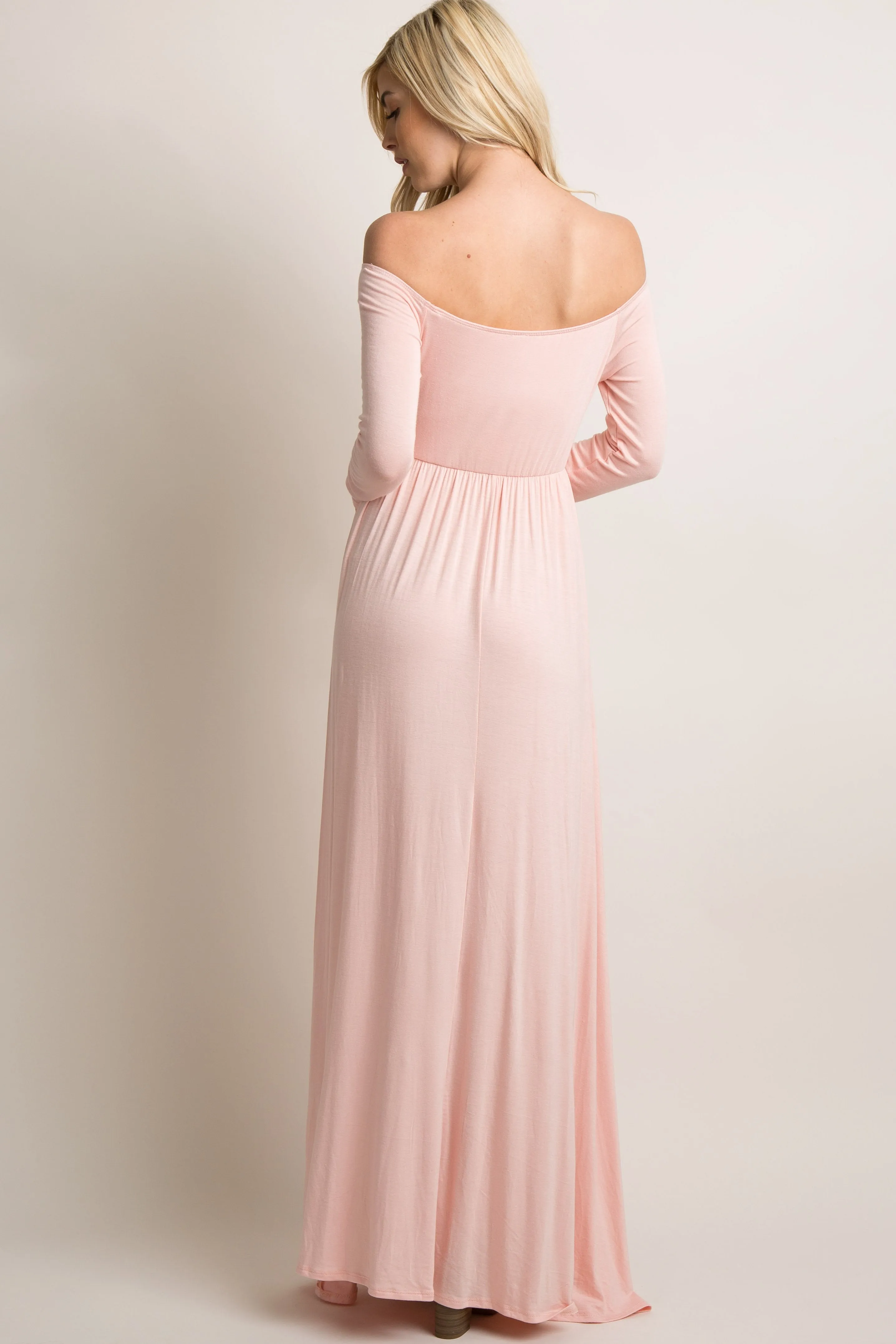 PinkBlush Pink Solid Off Shoulder Maxi Dress sold by Pinkblush product image thumbnail 3