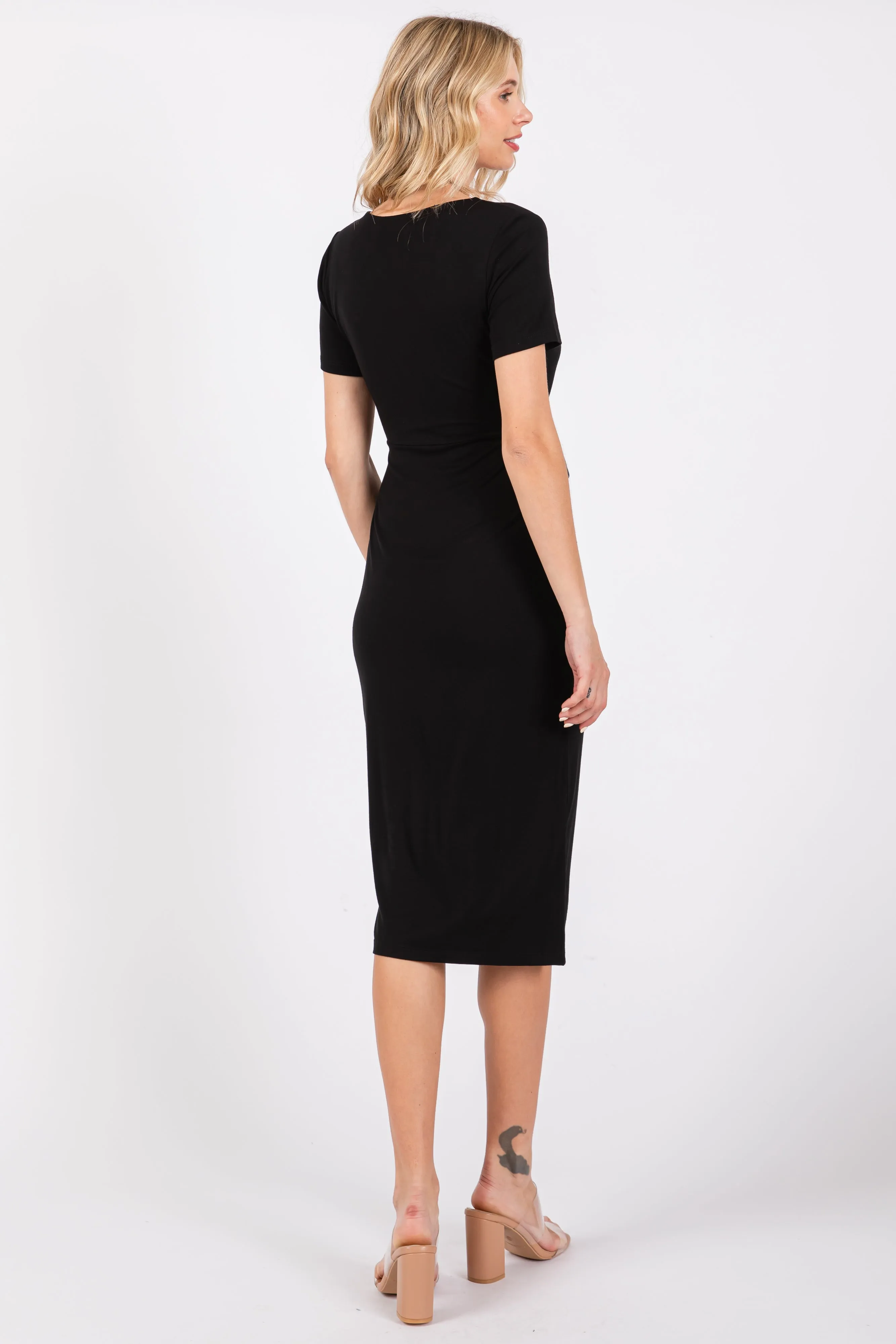 Black Square Neck Belted Midi Dress sold by Pinkblush product image thumbnail 3