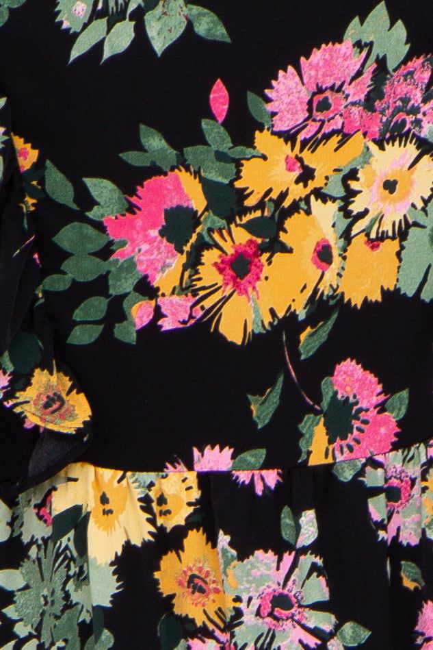 Black Floral Ruffle Accent Long Sleeve Maternity Dress sold by Pinkblush product image thumbnail 4