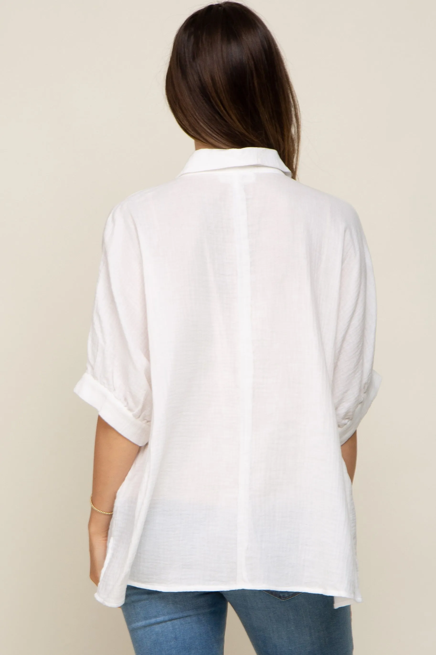 White Button Down Collared Maternity Top sold by Pinkblush product image thumbnail 3