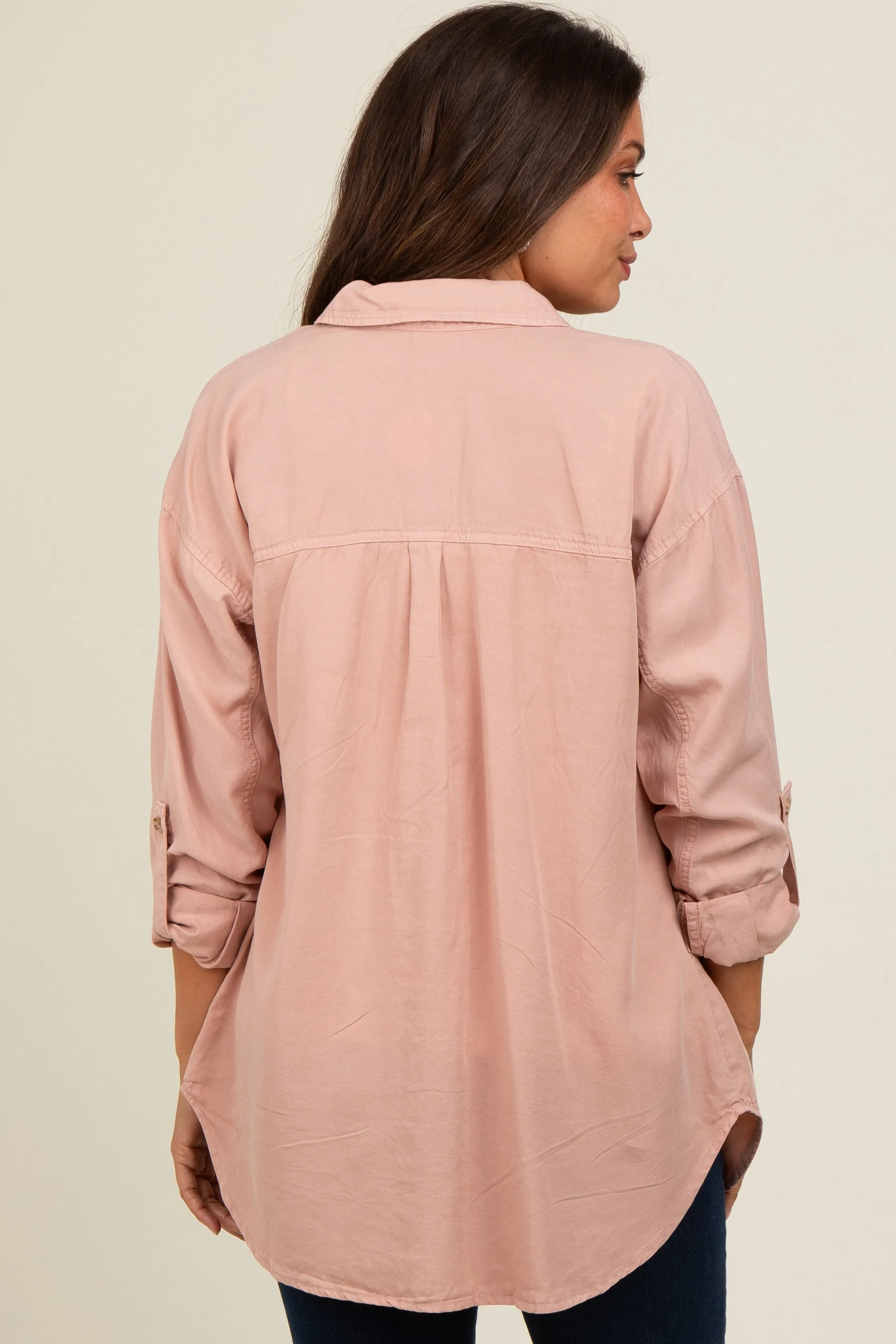 Peach Button Down Maternity Top sold by Pinkblush product image thumbnail 4