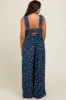 Navy Blue Back Cutout Wide Leg Maternity Jumpsuit sold by Pinkblush