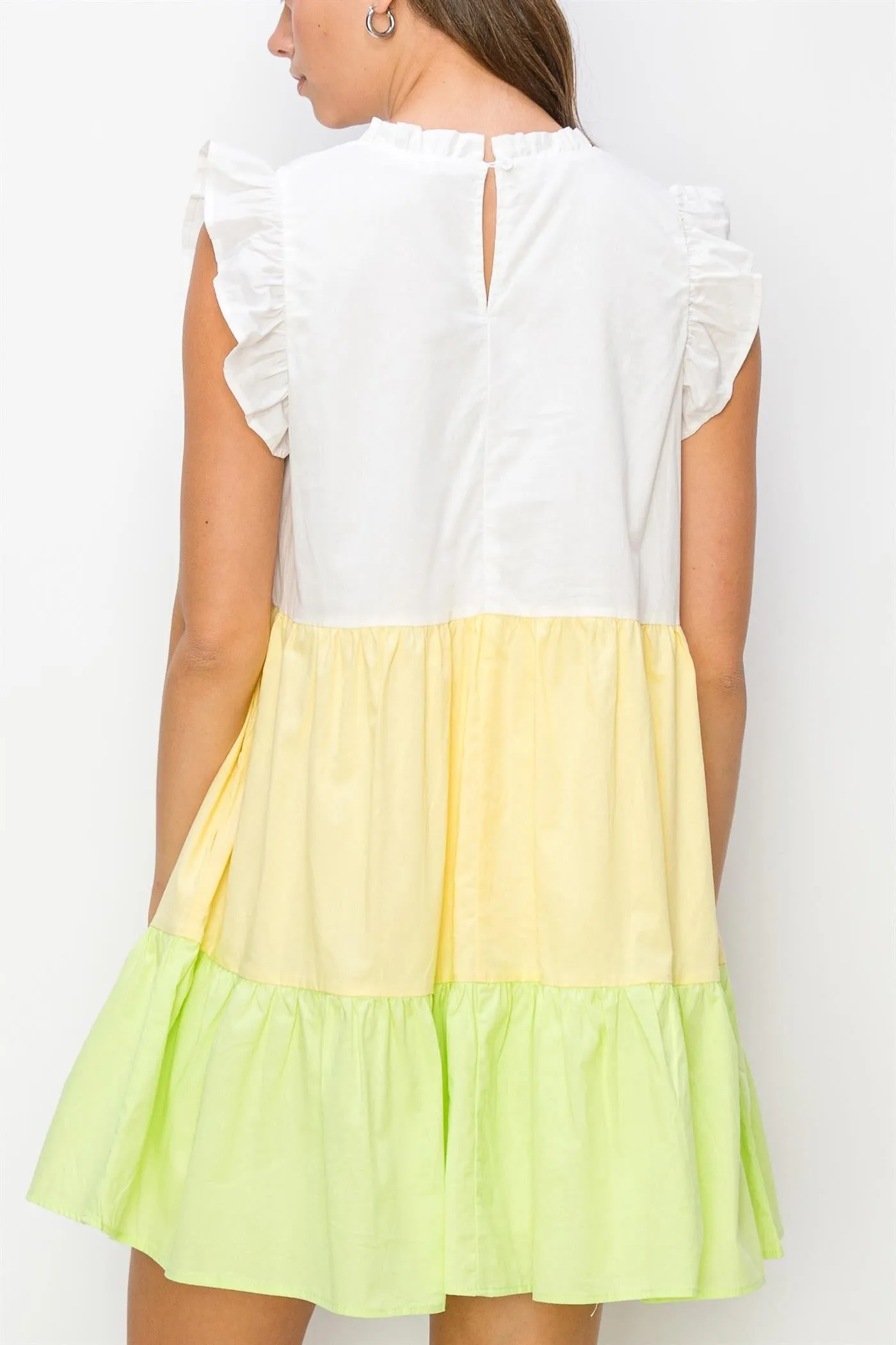 Yellow Multi Poplin Color Block Mini Dress sold by Pinkblush product image thumbnail 4