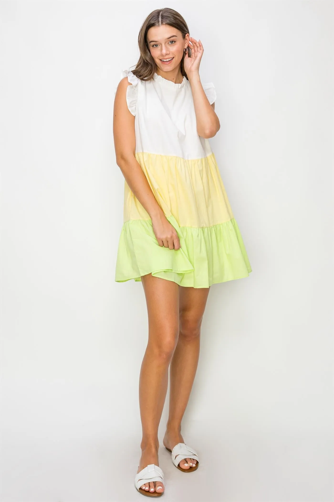 Yellow Multi Poplin Color Block Mini Dress sold by Pinkblush product image thumbnail 2