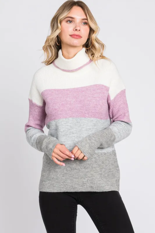 Multi-Color Color Block Turtleneck Sweater sold by Pinkblush