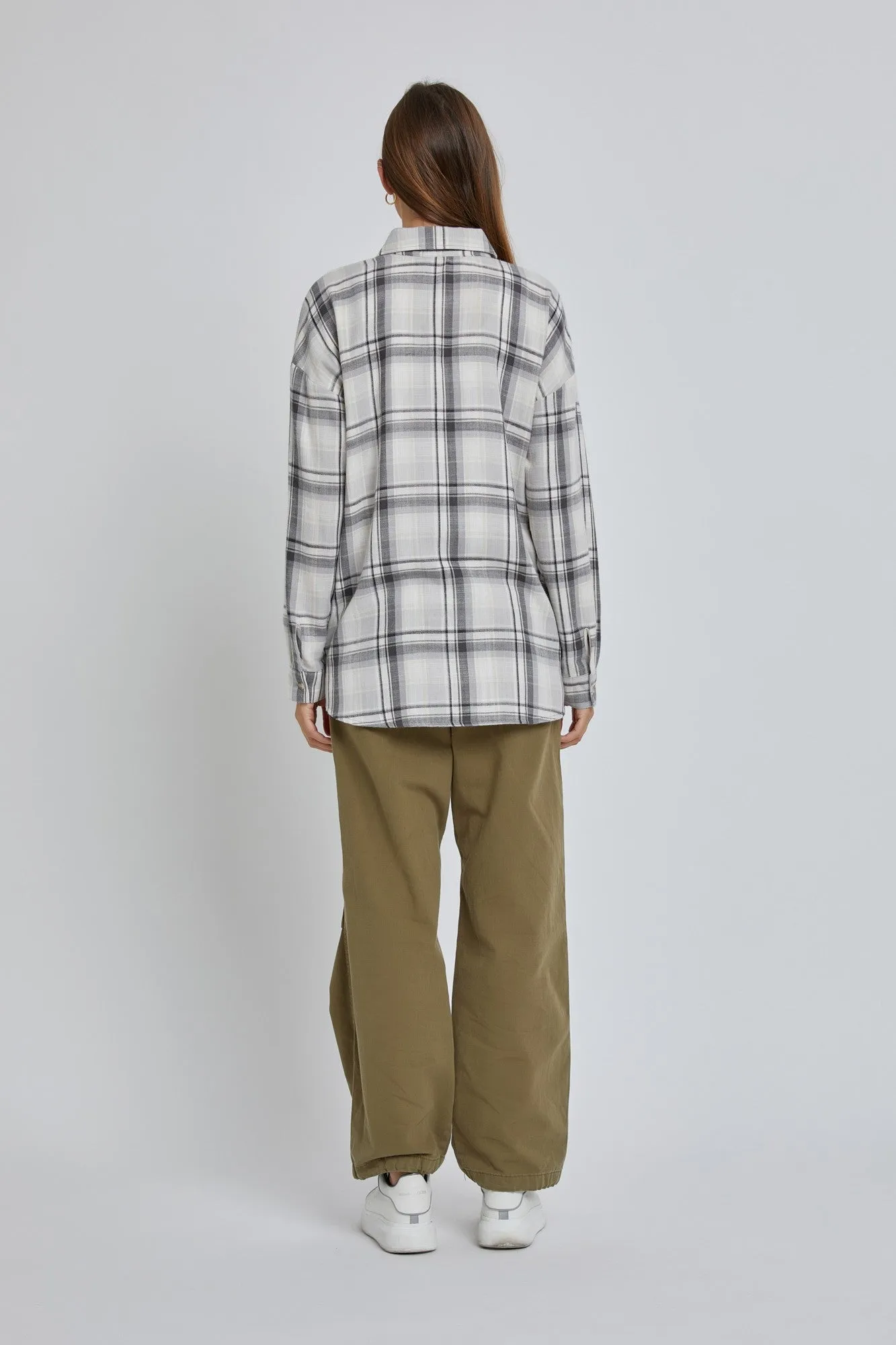 Grey Flannel Plaid Button Up Top sold by Pinkblush product image thumbnail 3