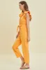 Orange Washed Linen Button-Down Utility Jumpsuit sold by Pinkblush