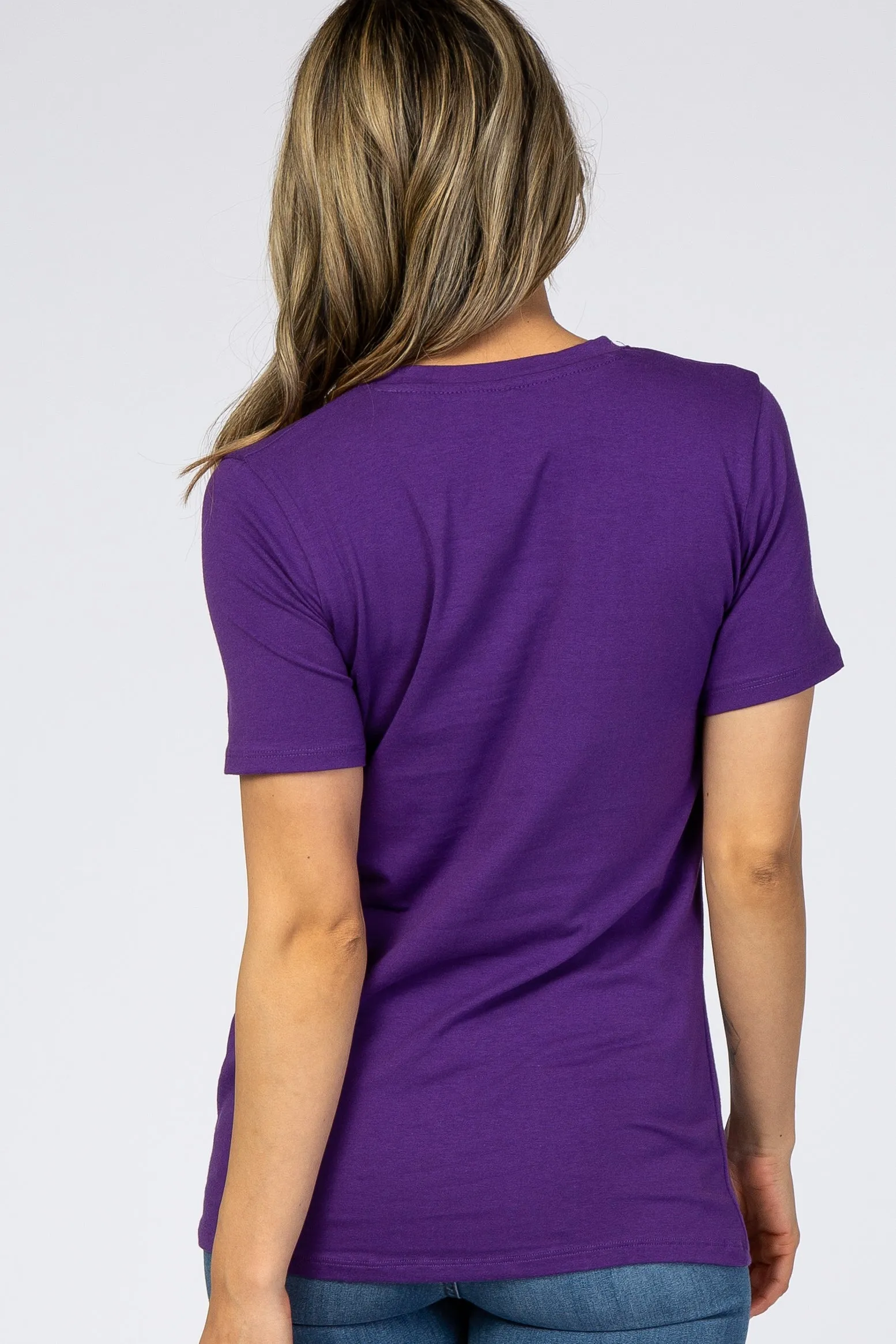 Purple Crew Neck Short Sleeve Top sold by Pinkblush product image thumbnail 3